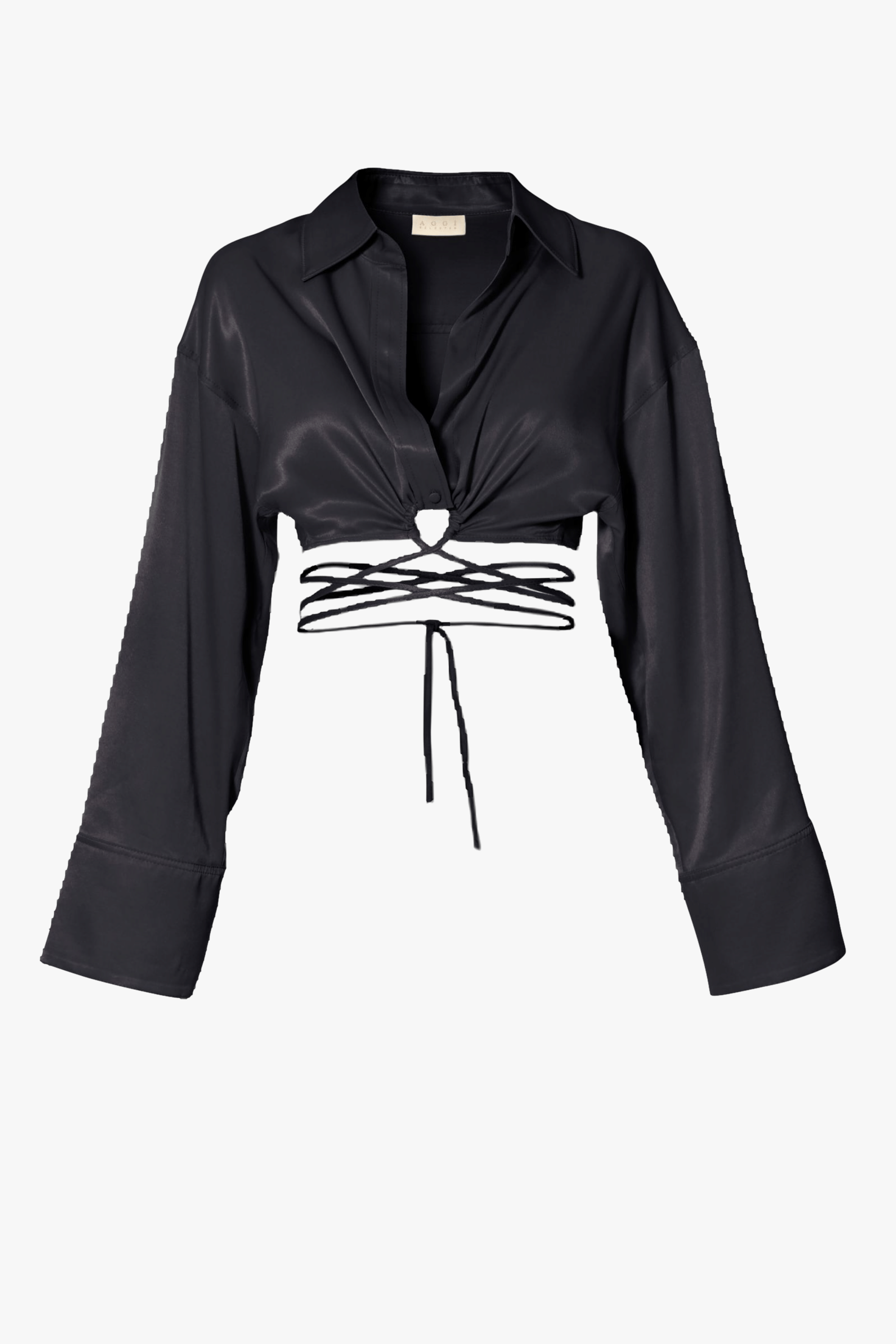 Blouse Lauren Glossy Black in Black made by HALEWSKI