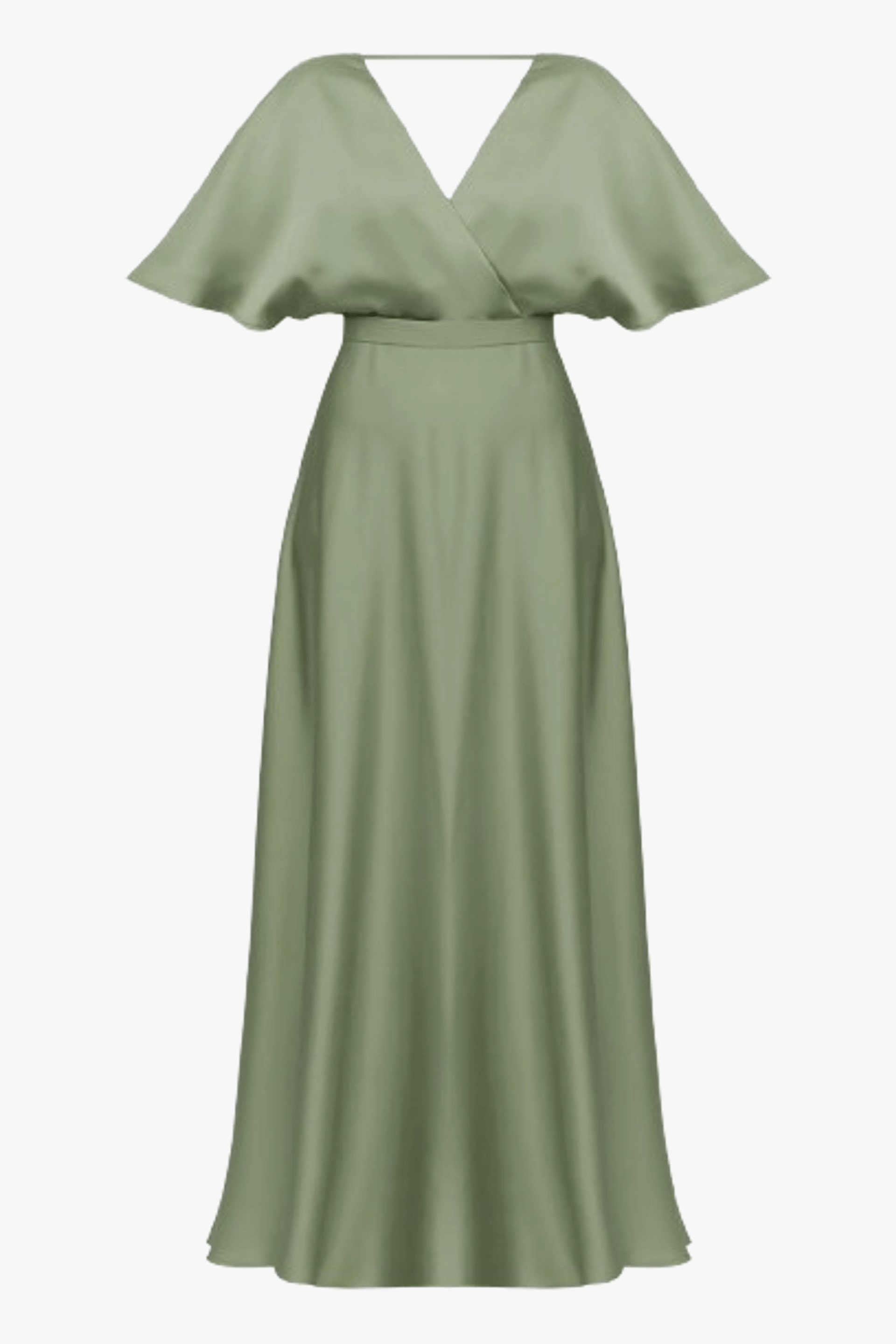 SOLENE sage green satin long wedding guest dress made by UNDRESS