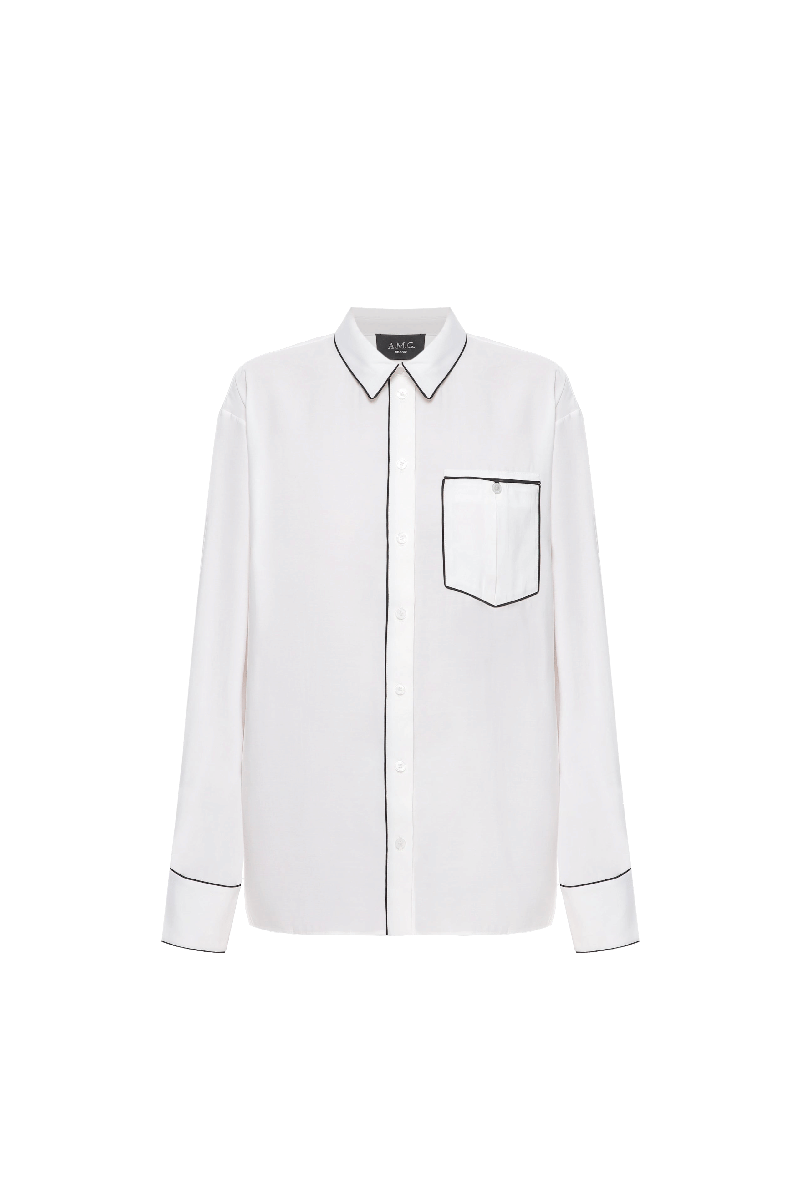 Pajama shirt with black piping made by A.M.G