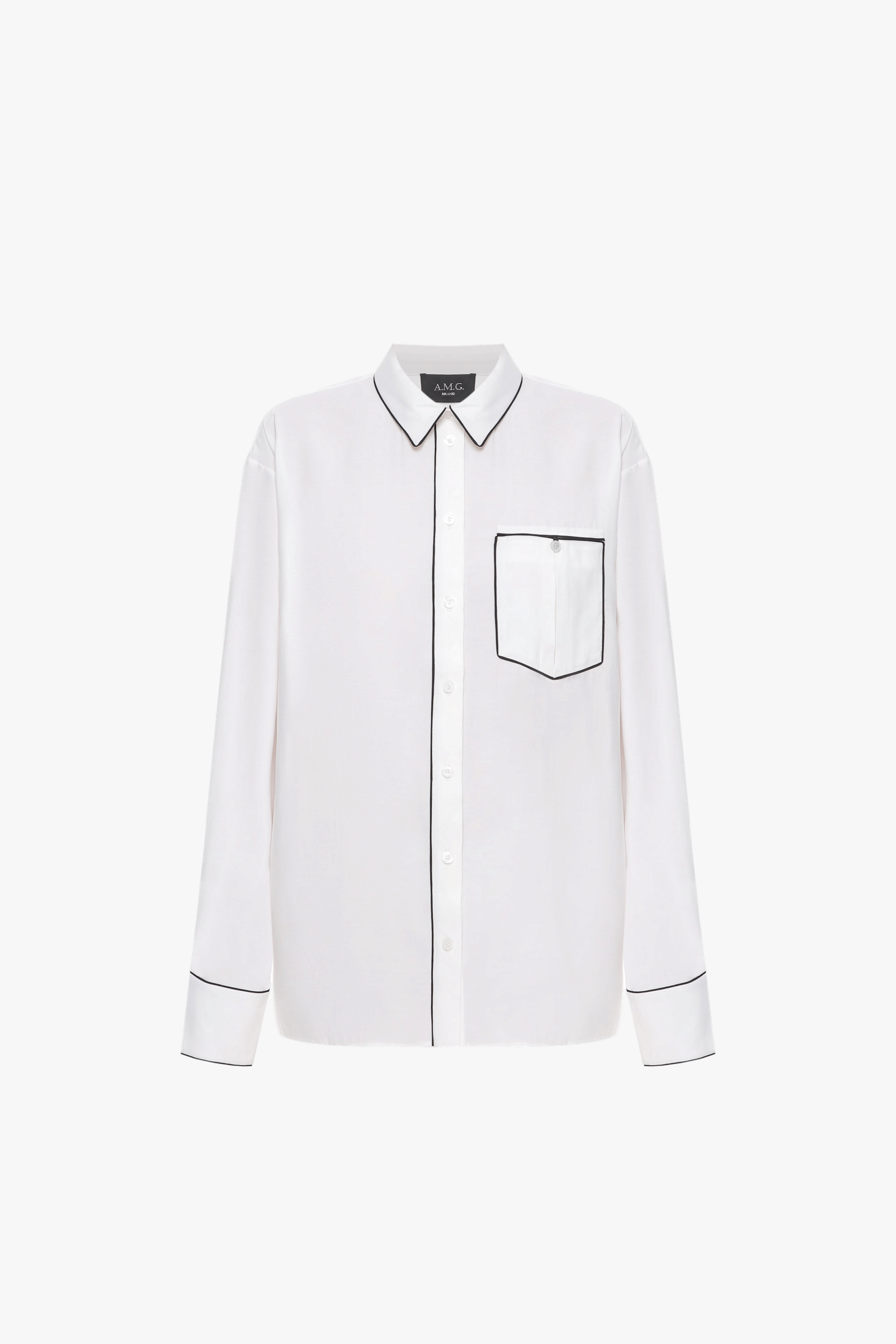 Pajama shirt with black piping made by A.M.G