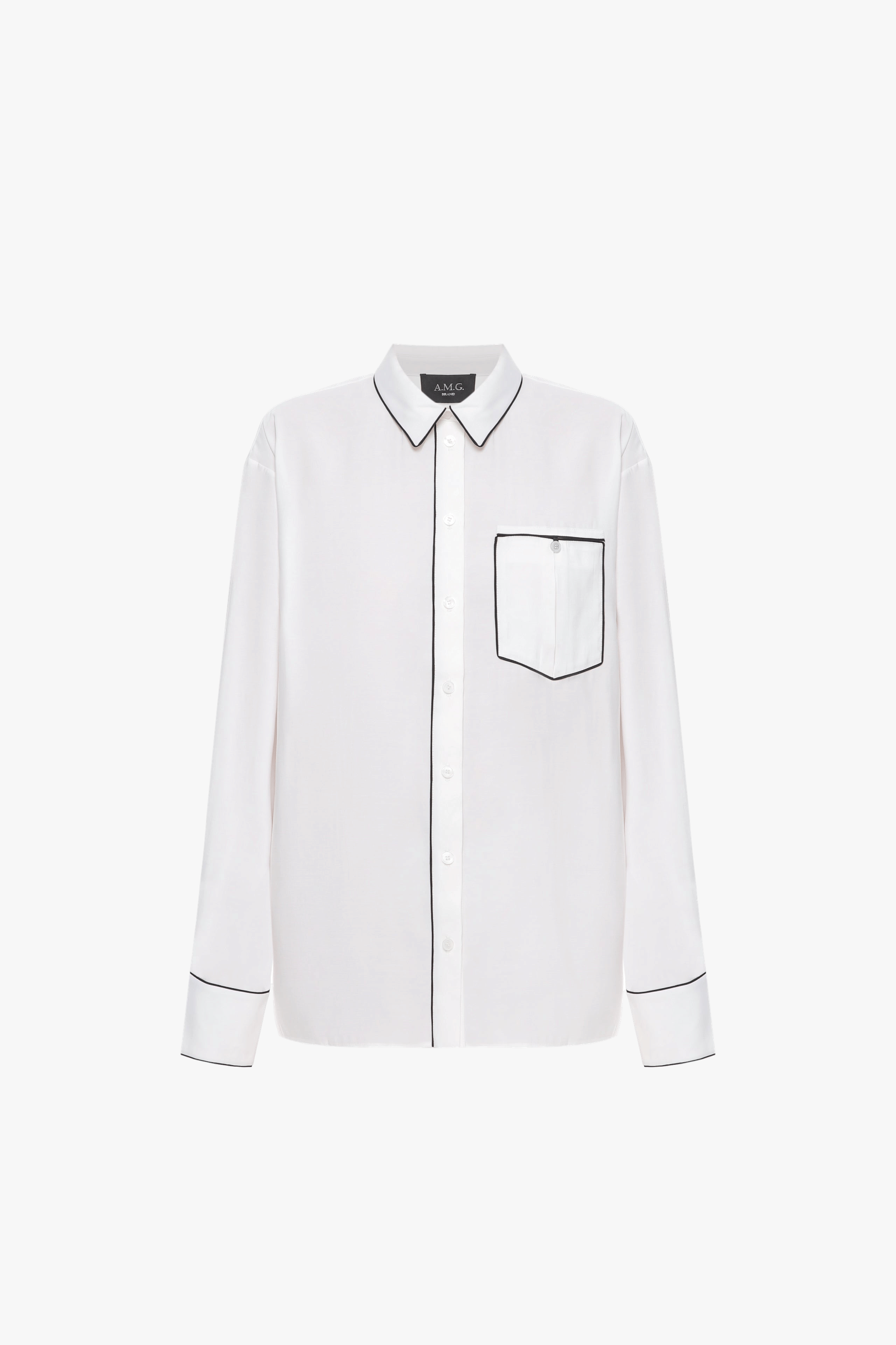 Pajama shirt with black piping made by A.M.G