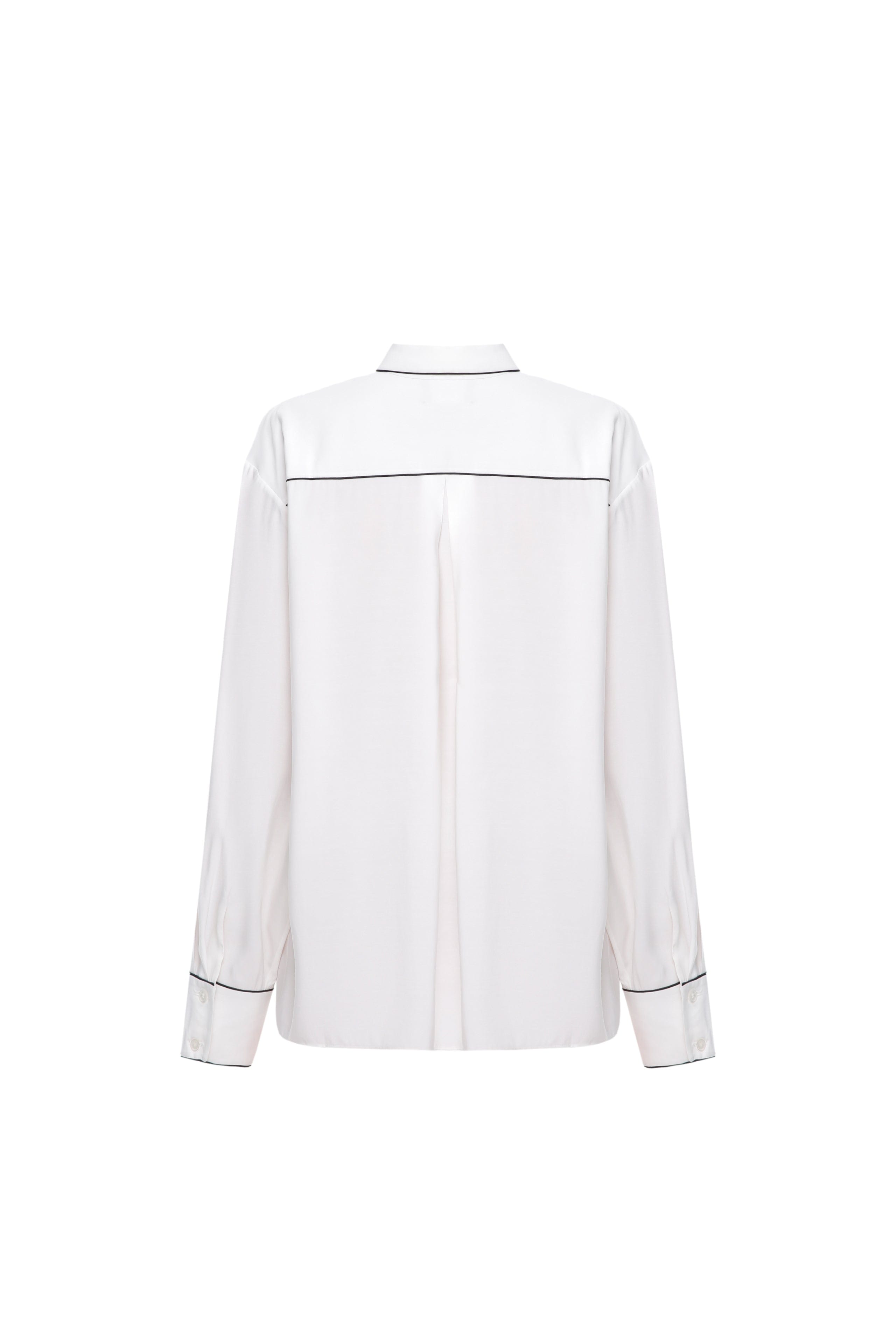 Pajama shirt with black piping made by A.M.G