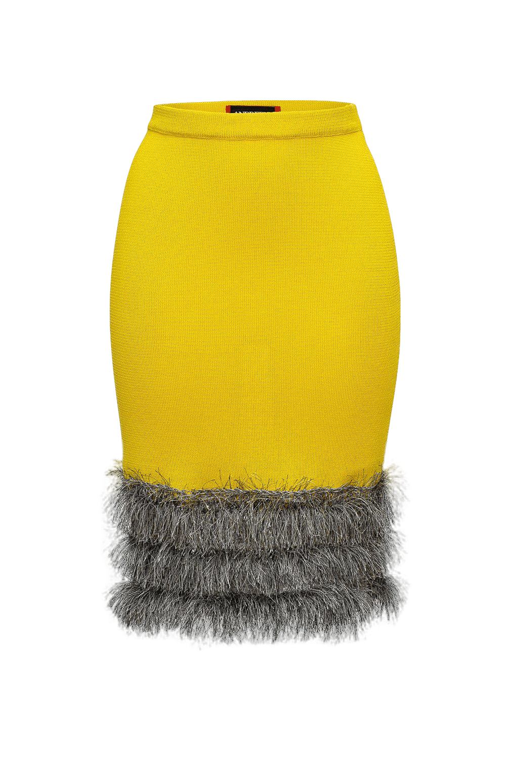 Yellow knit skirt with handmade knit details made by ANDREEVA