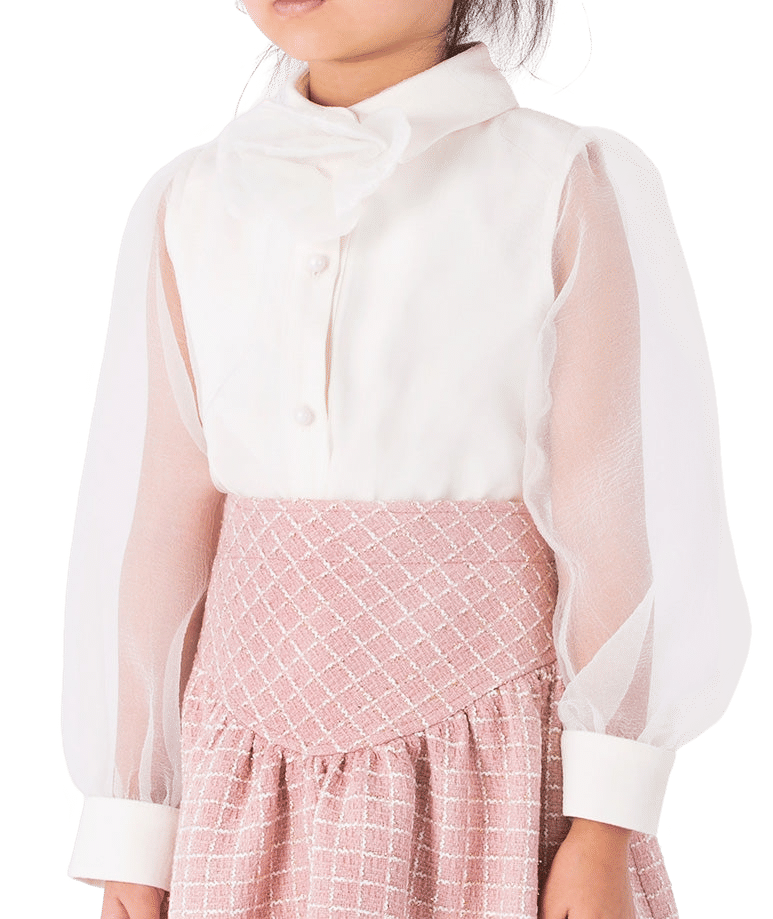 3D Rose Appliqué Girls Blouse made by Mama Luma