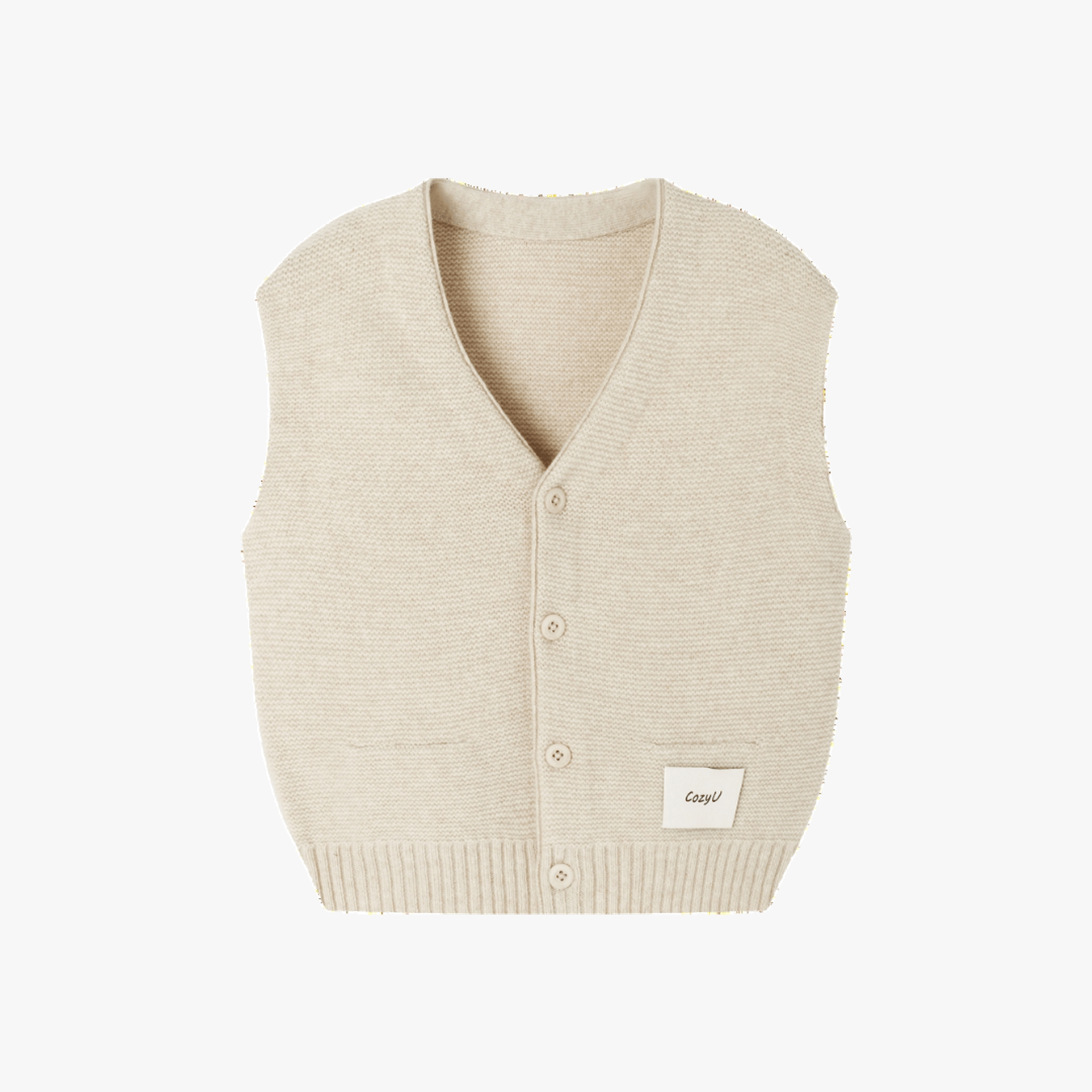 Merino V-Neck Knit Vest | Almond Cream made by CozyU