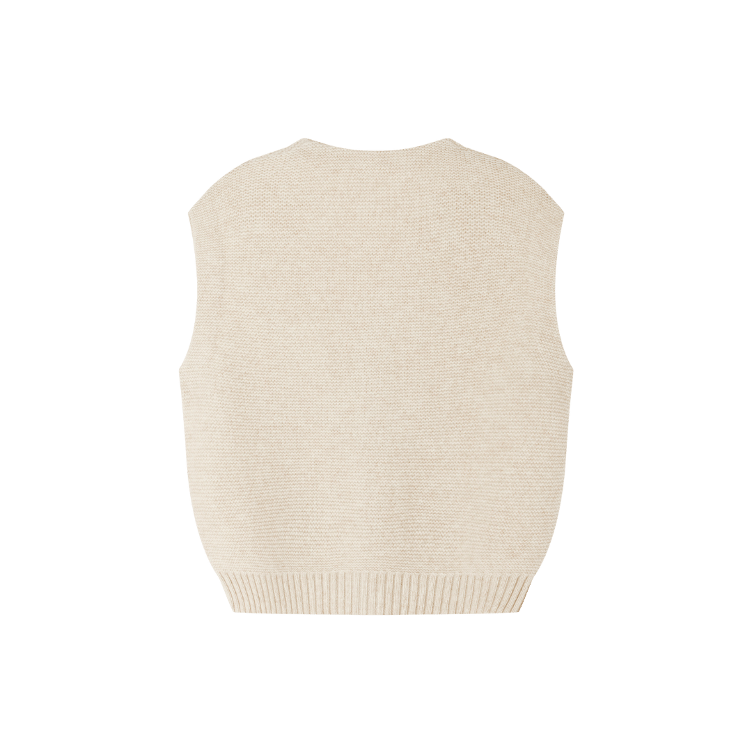 Merino V-Neck Knit Vest | Almond Cream made by CozyU