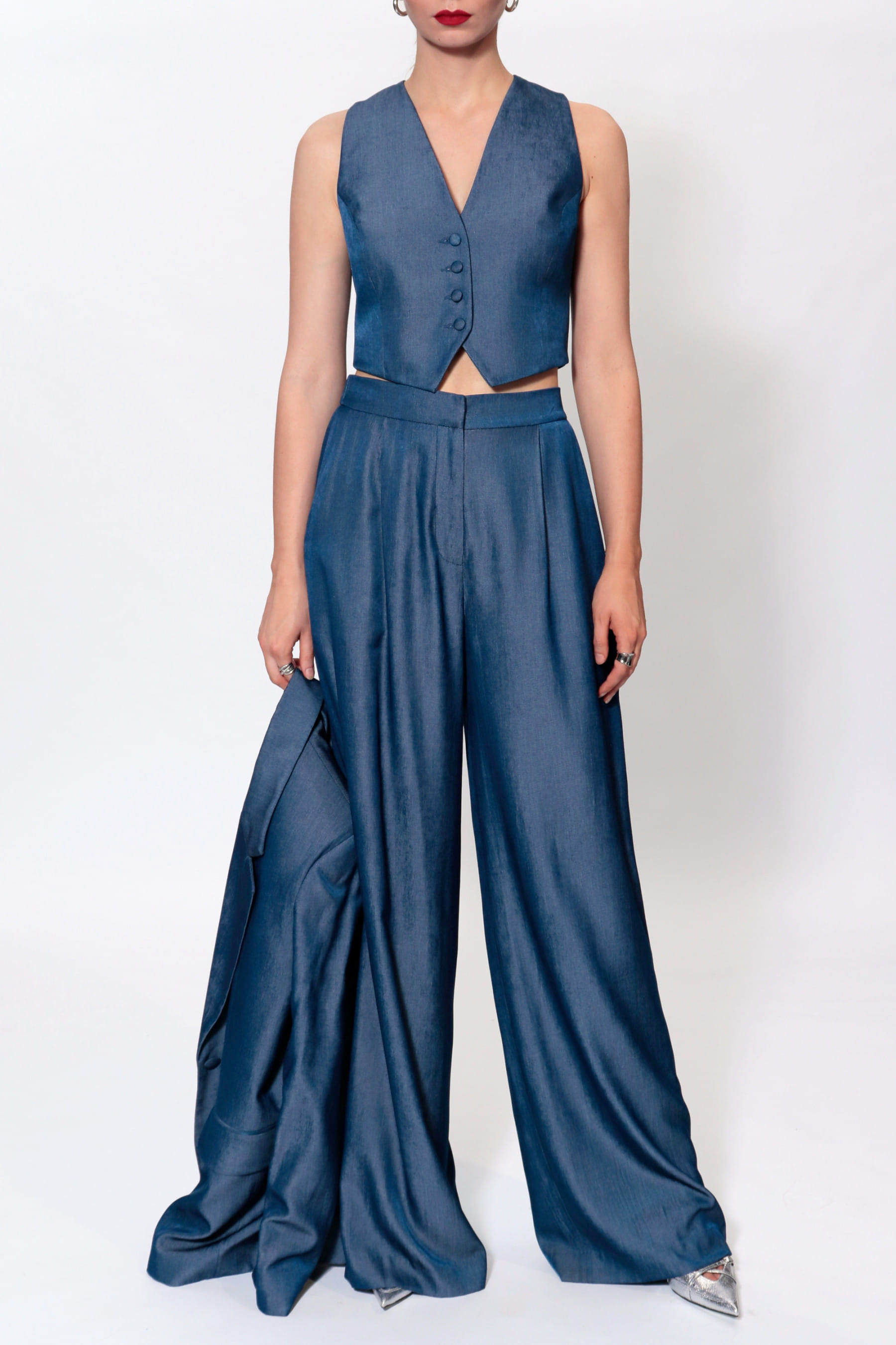 Vest Sylvia Navy Denim made by HALEWSKI