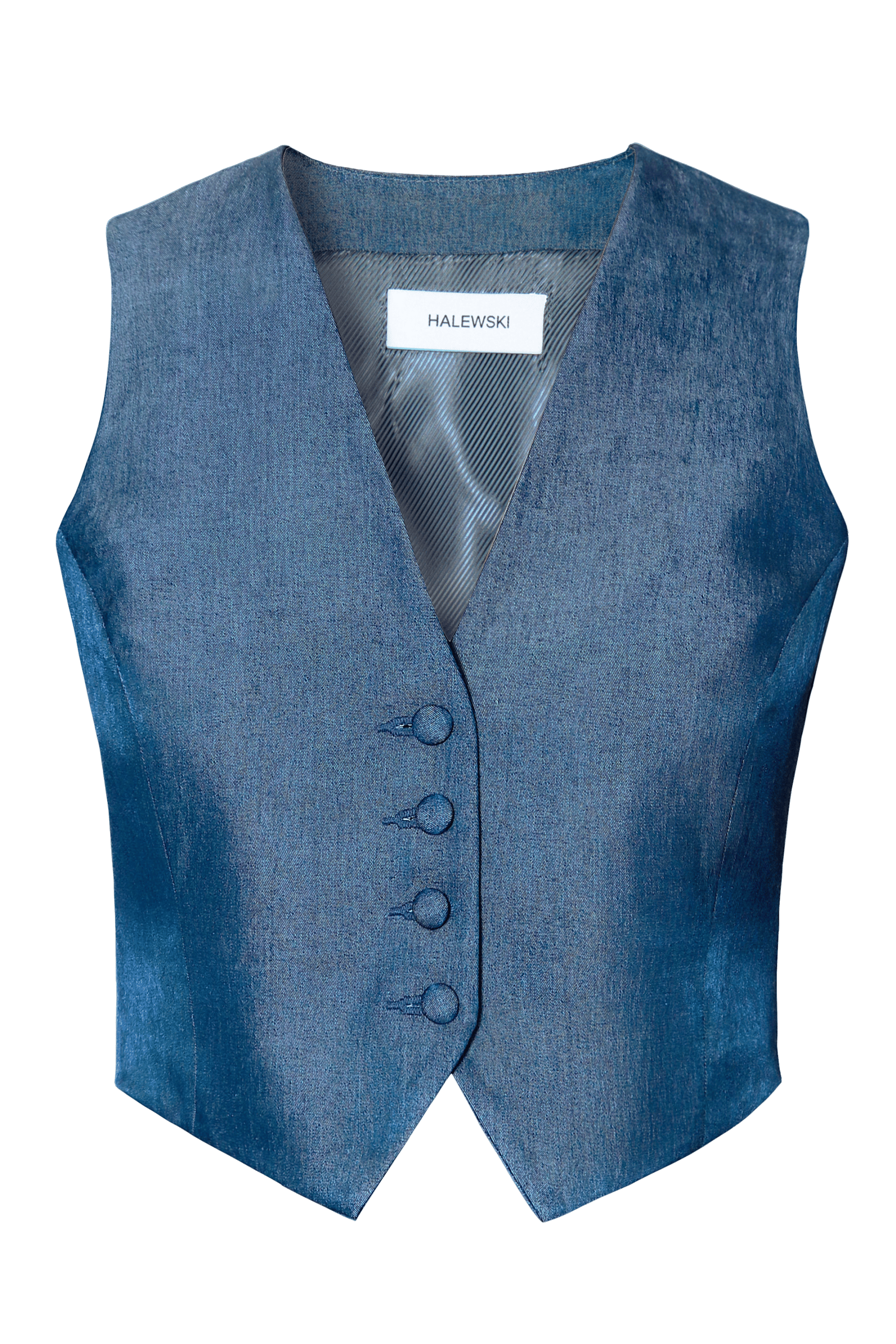 Vest Sylvia Navy Denim made by HALEWSKI