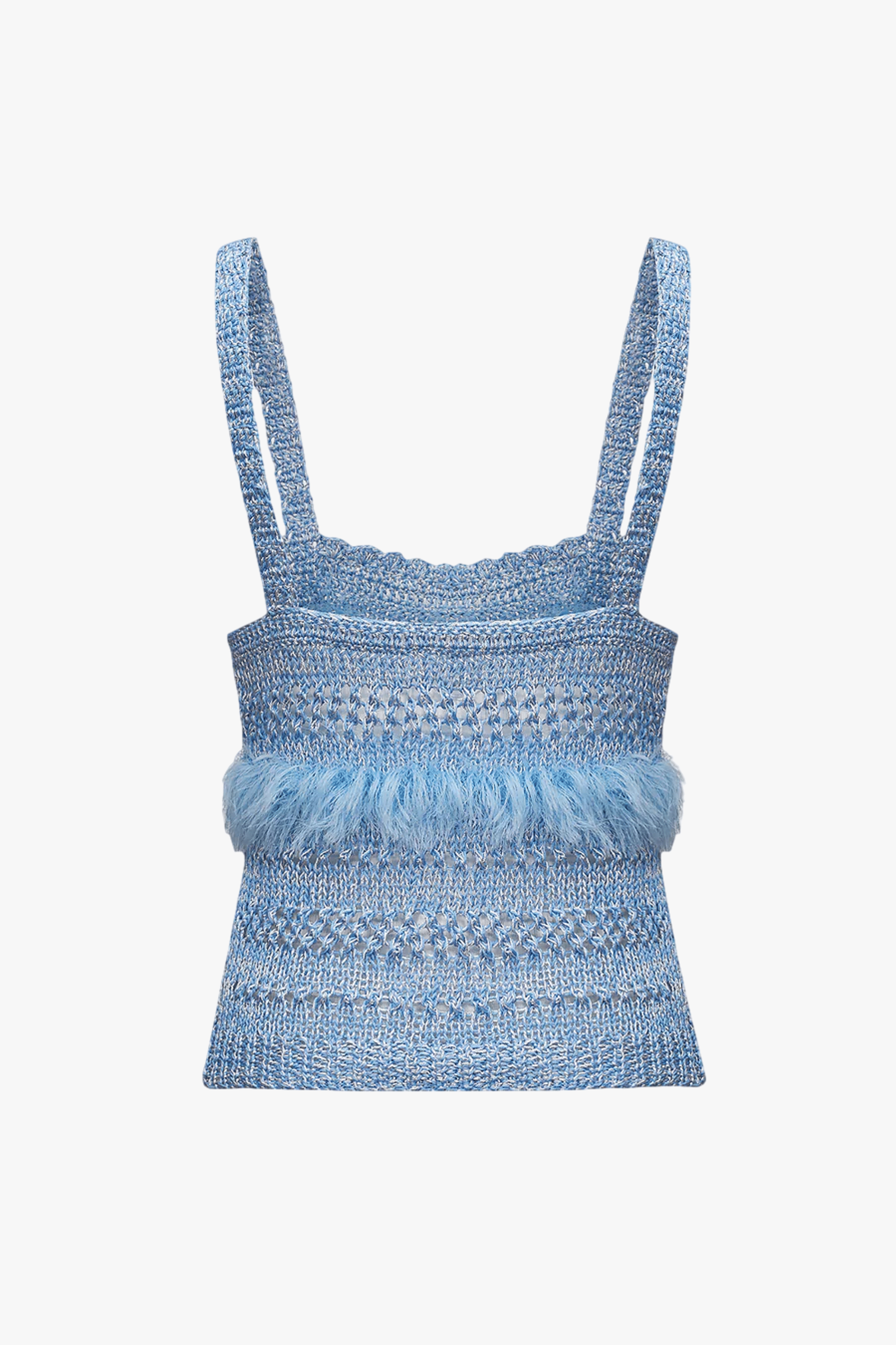 Blue Handmade Knit Top made by ANDREEVA