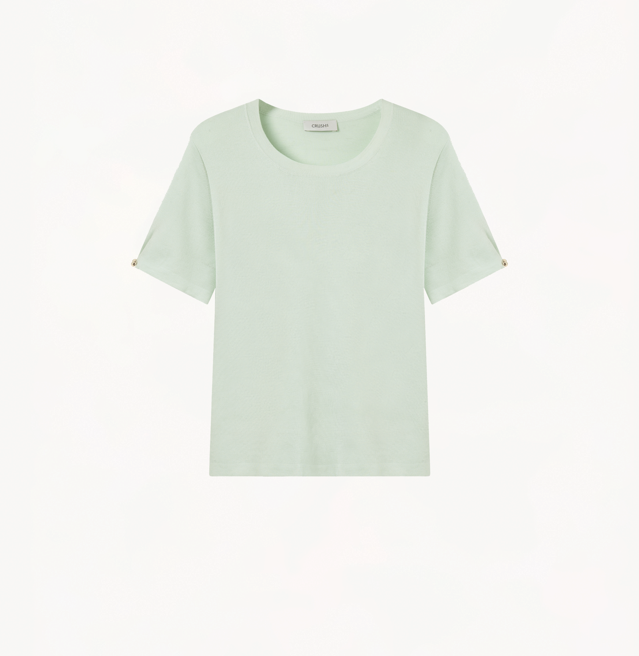 SILK CASHMERE CABLE-KNIT CREWNECK TOP in Green made by CRUSH Collection