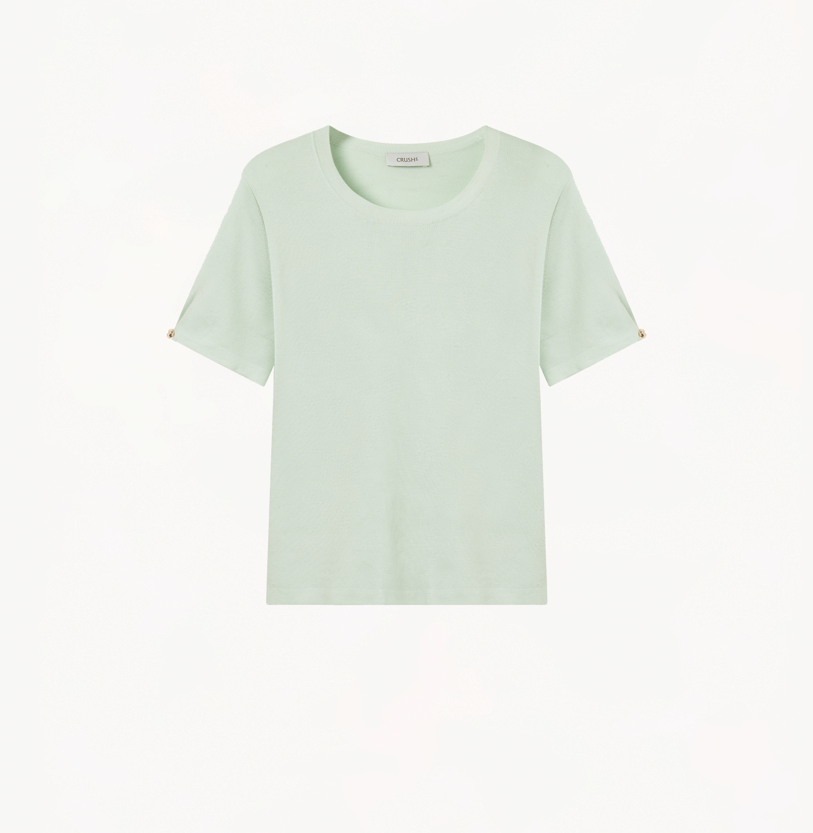 SILK CASHMERE CABLE-KNIT CREWNECK TOP in Green made by CRUSH Collection