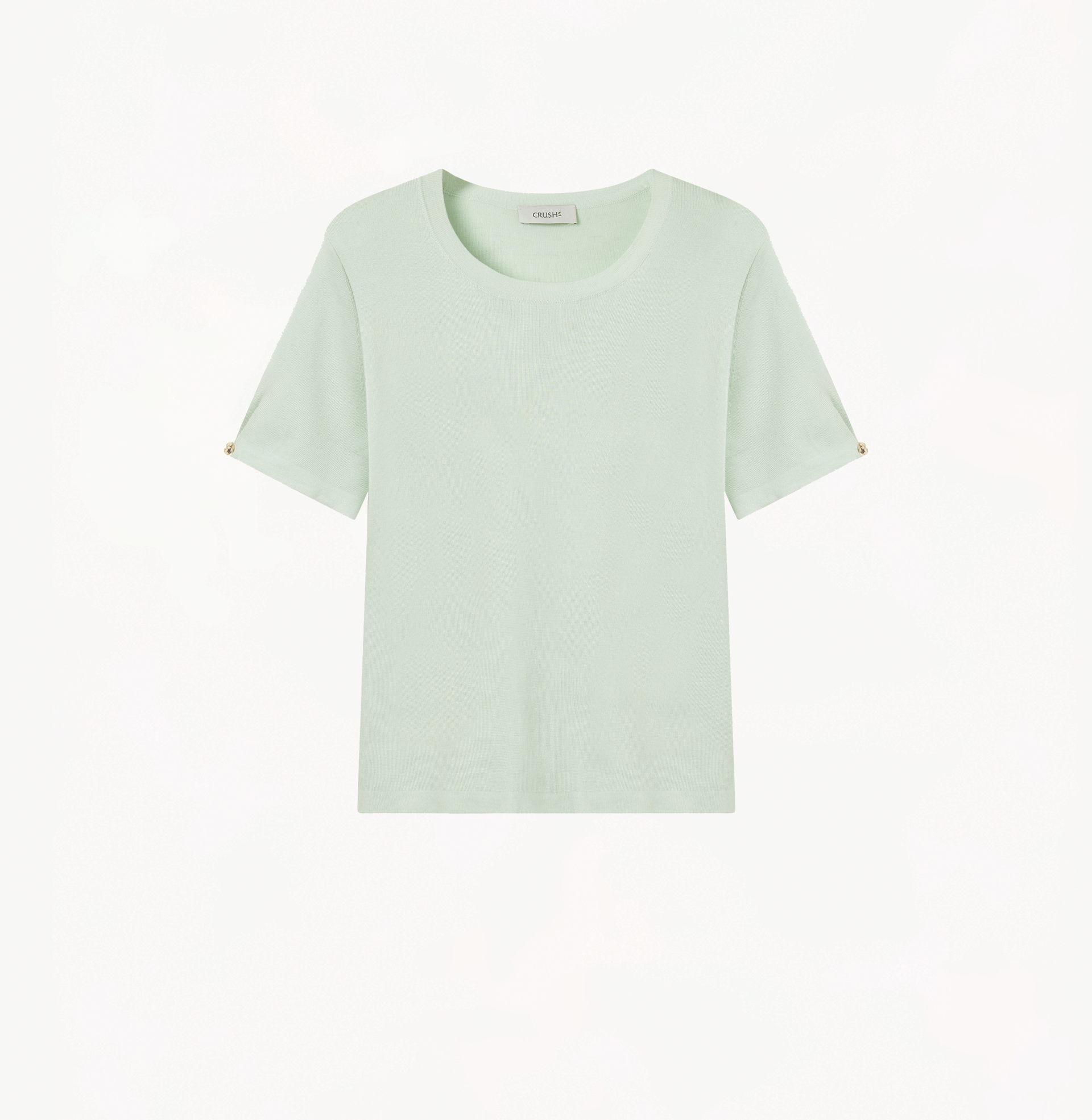 SILK CASHMERE CABLE-KNIT CREWNECK TOP in Green made by CRUSH Collection