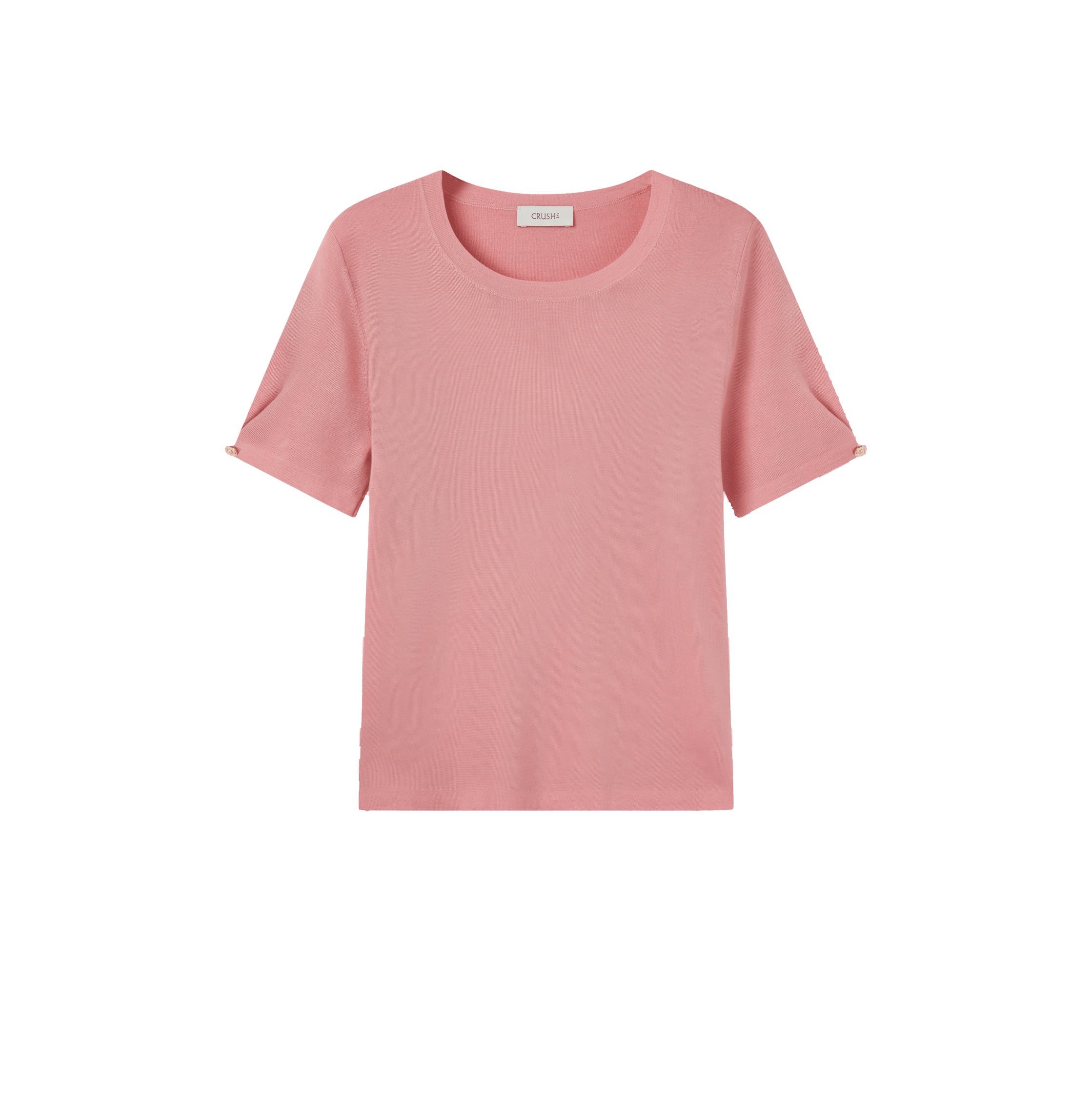 SILK CASHMERE CABLE-KNIT CREWNECK TOP in Pink made by CRUSH Collection