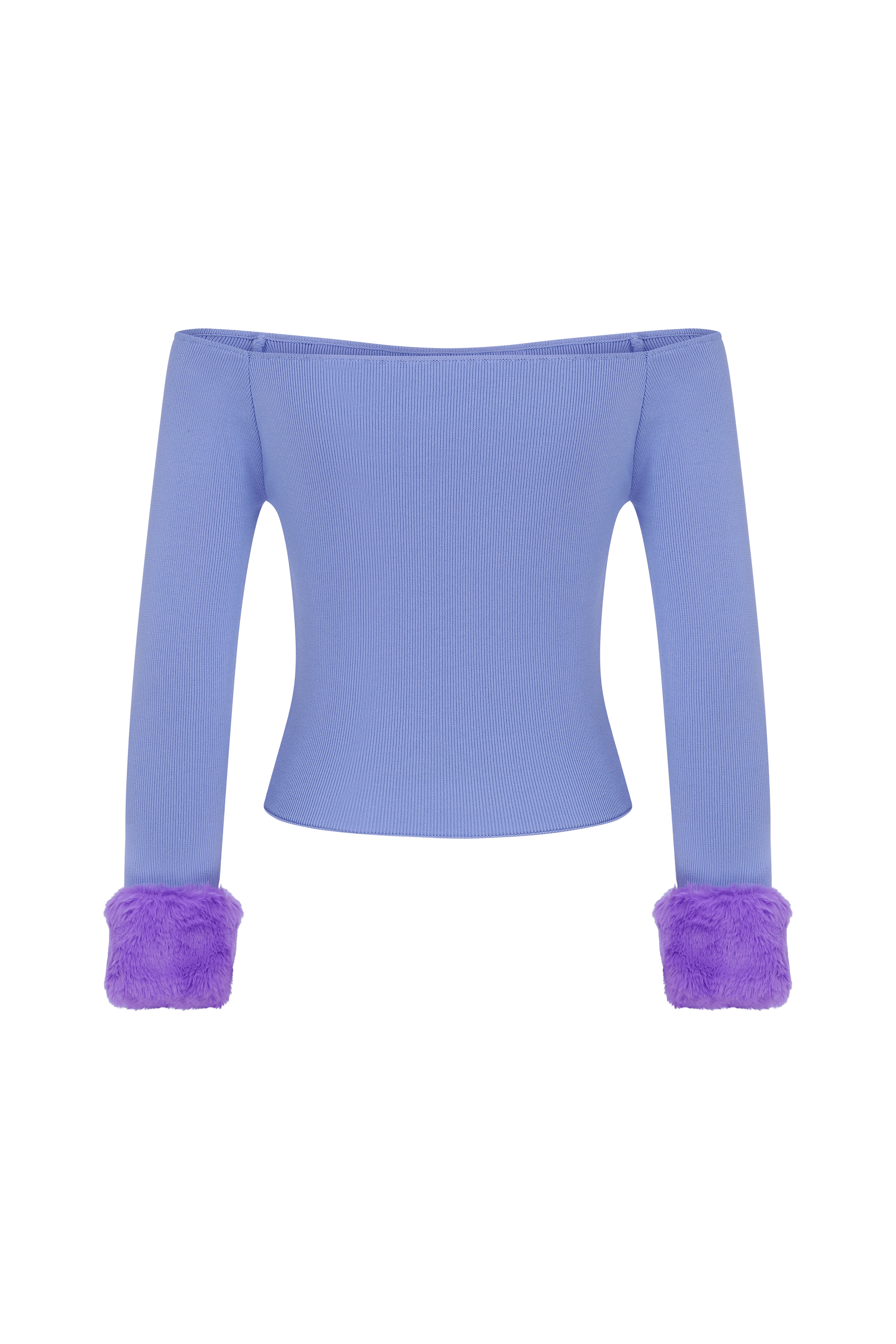 Plum Cascade Fur-Trimmed Top made by Declara