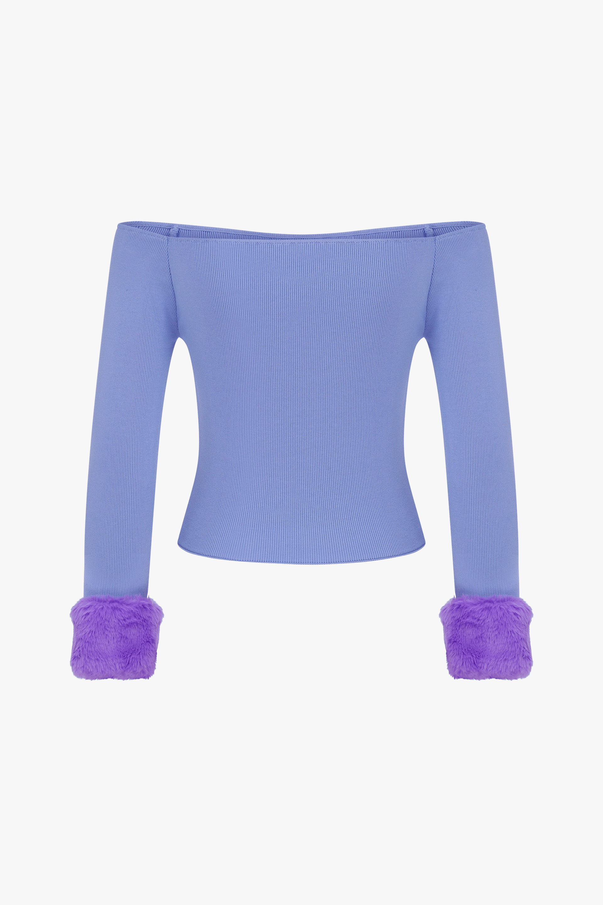 Plum Cascade Fur-Trimmed Top made by Declara