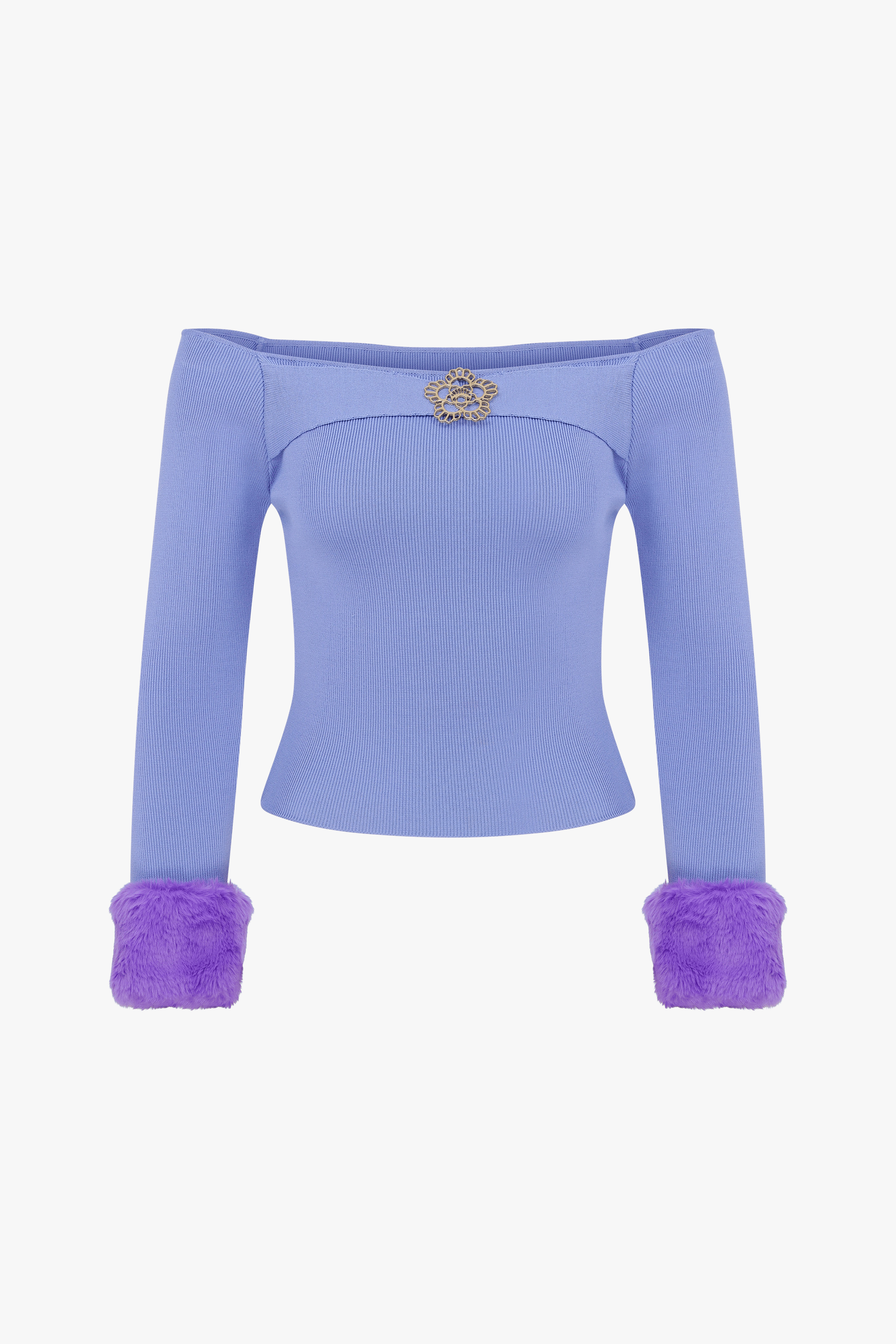 Plum Cascade Fur-Trimmed Top made by Declara