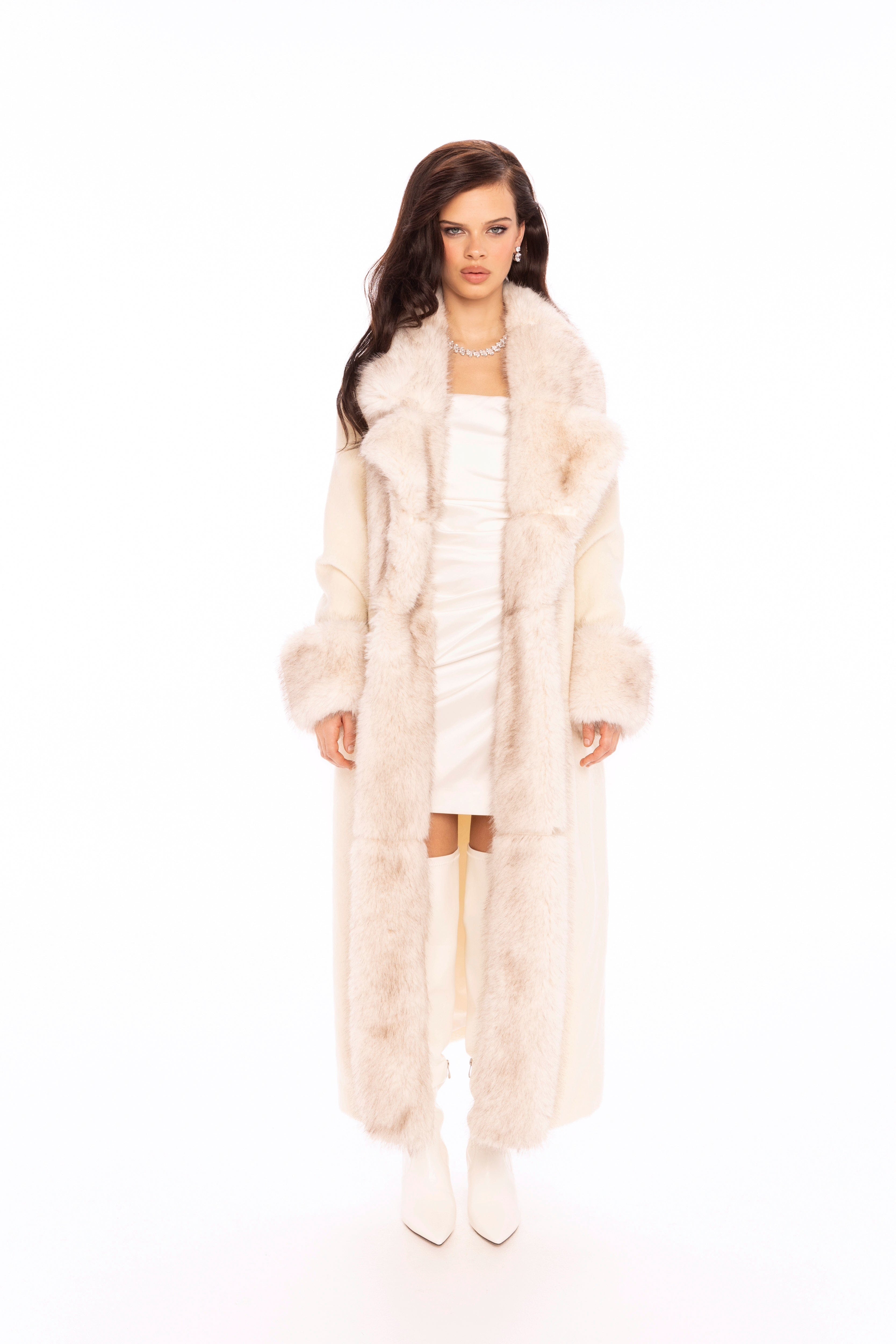Adriana Faux Fur Coat (Off-white) made by Nana Jacqueline