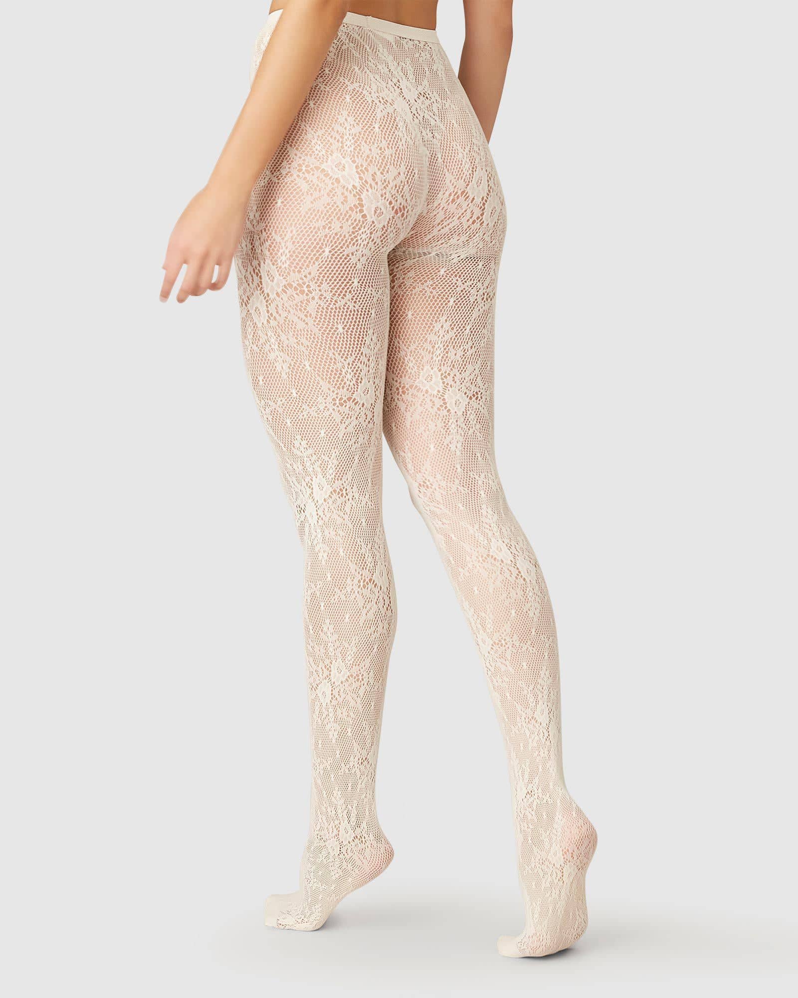 Rosa Lace Tights made by Swedish Stockings