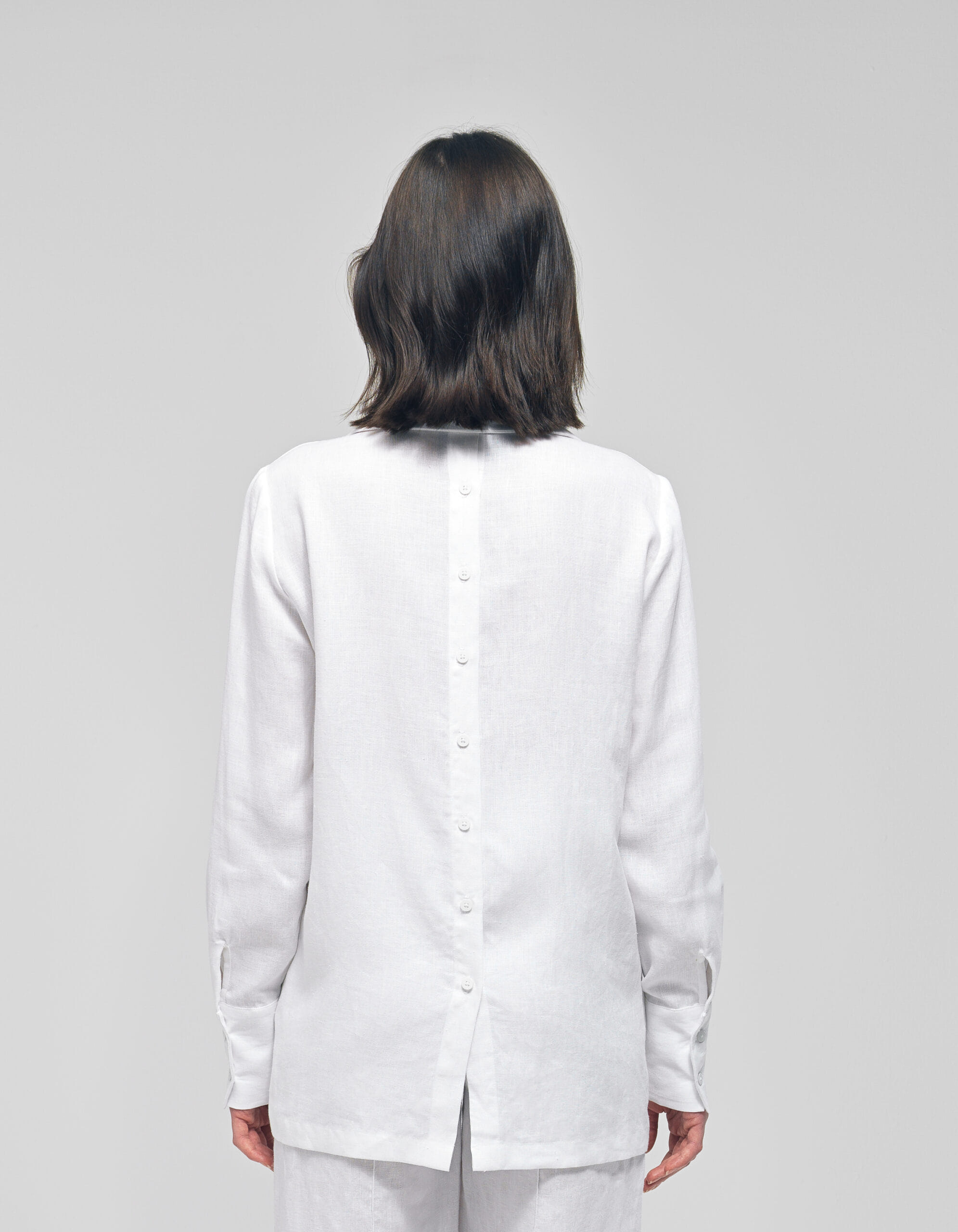 KATNISS White Linen Wavy Collared Shirt made by MAET