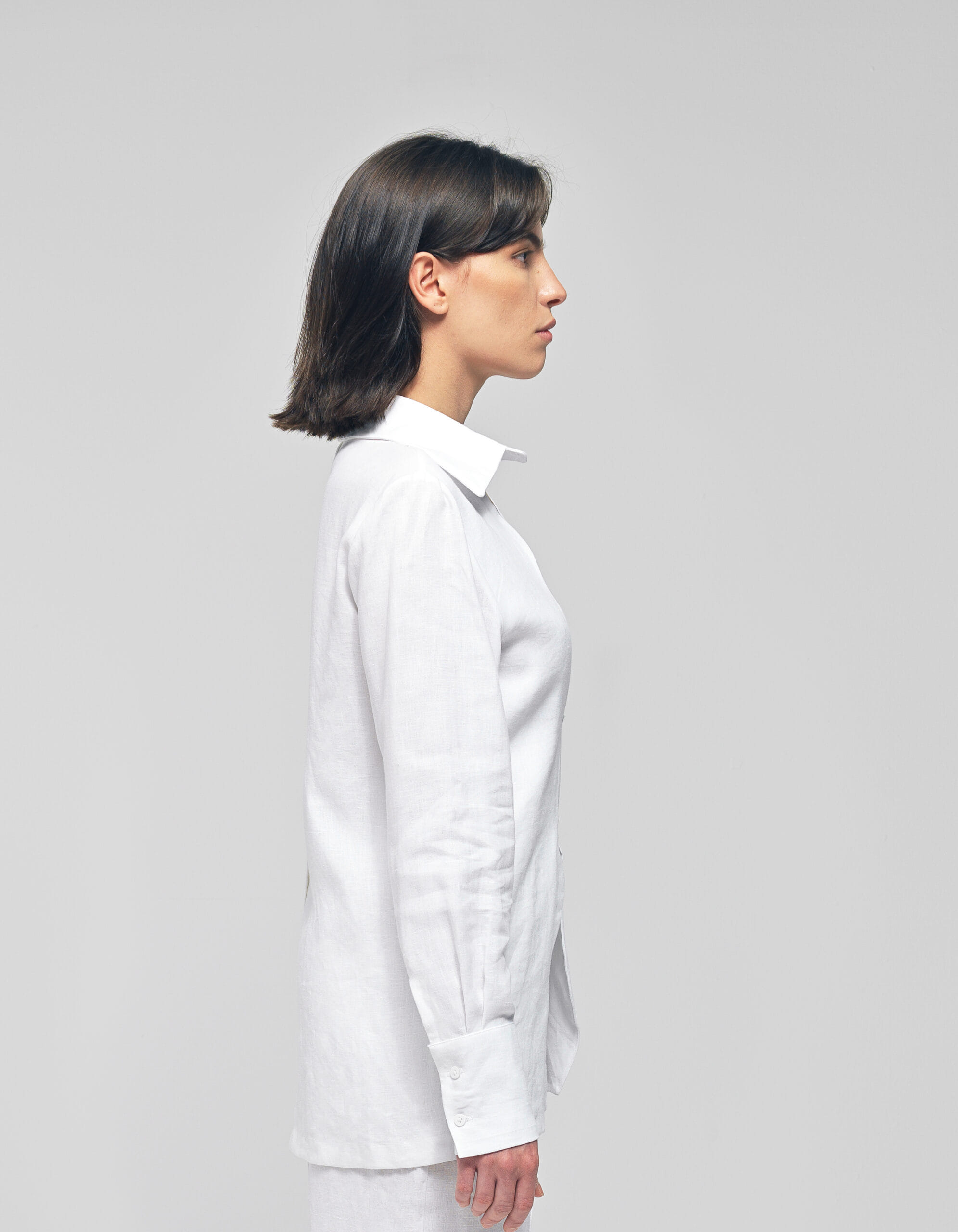 KATNISS White Linen Wavy Collared Shirt made by MAET