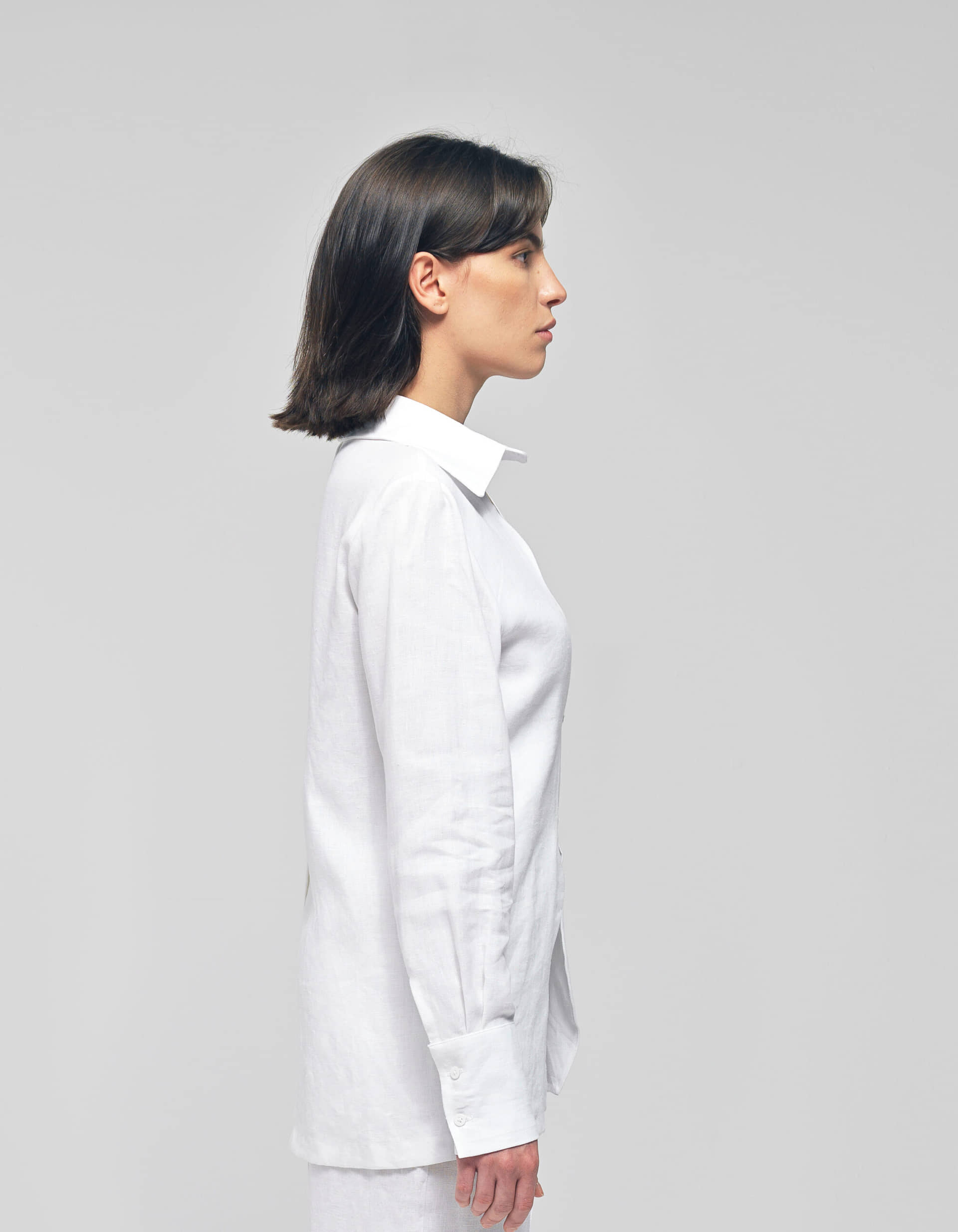 KATNISS White Linen Wavy Collared Shirt made by MAET