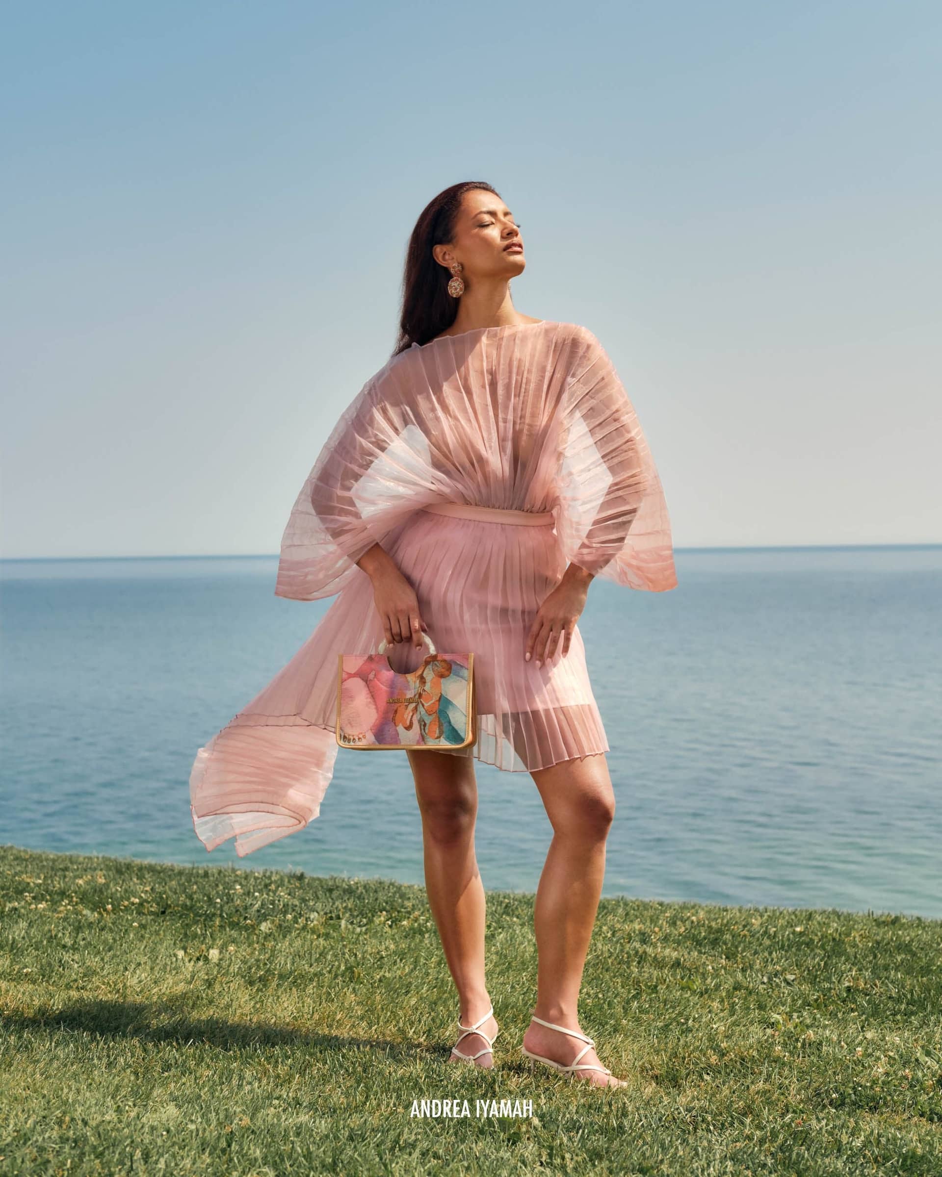 IME SKIRT- POWDER PINK made by Andrea Iyamah