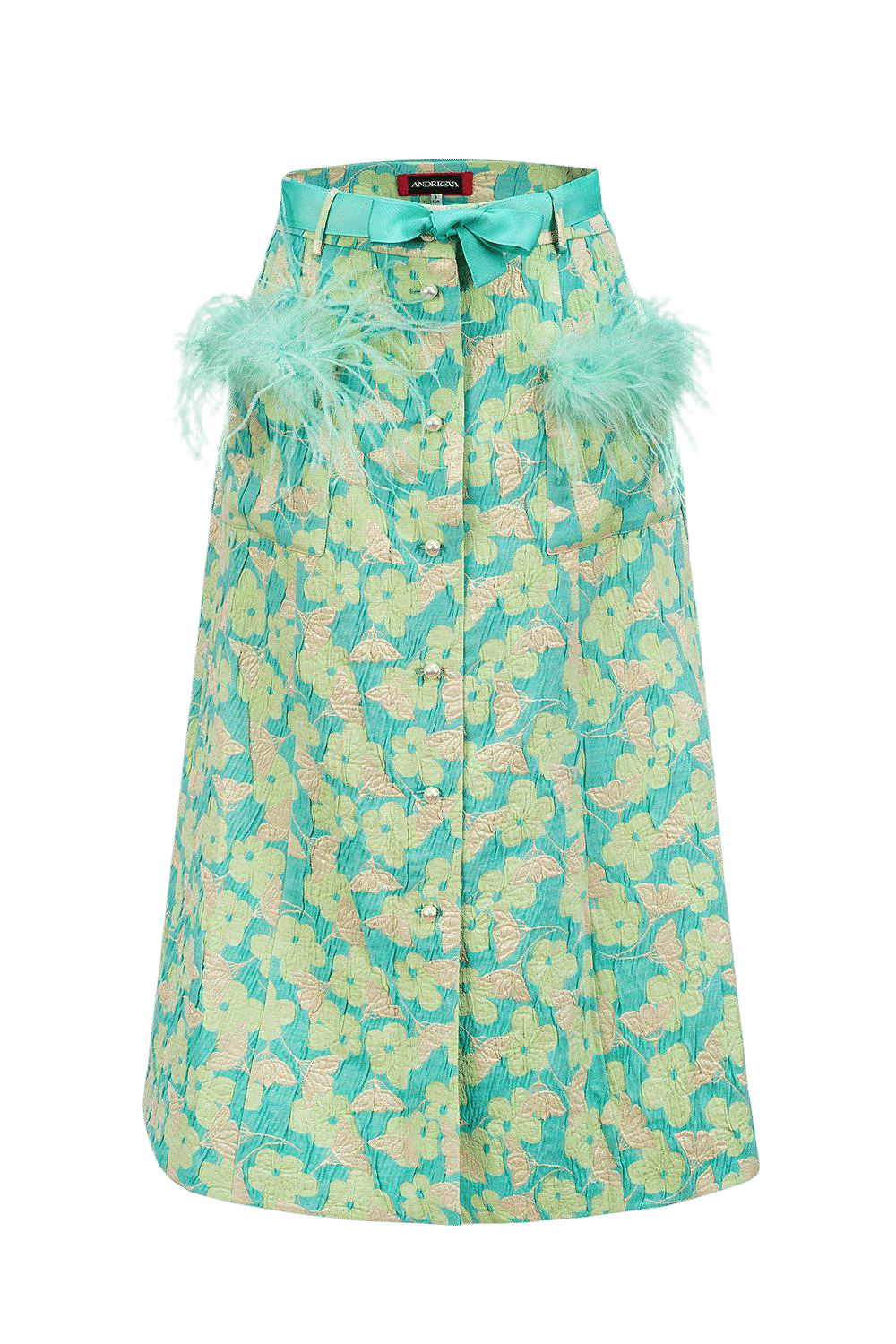 Mint Skirt With Feather Details made by ANDREEVA