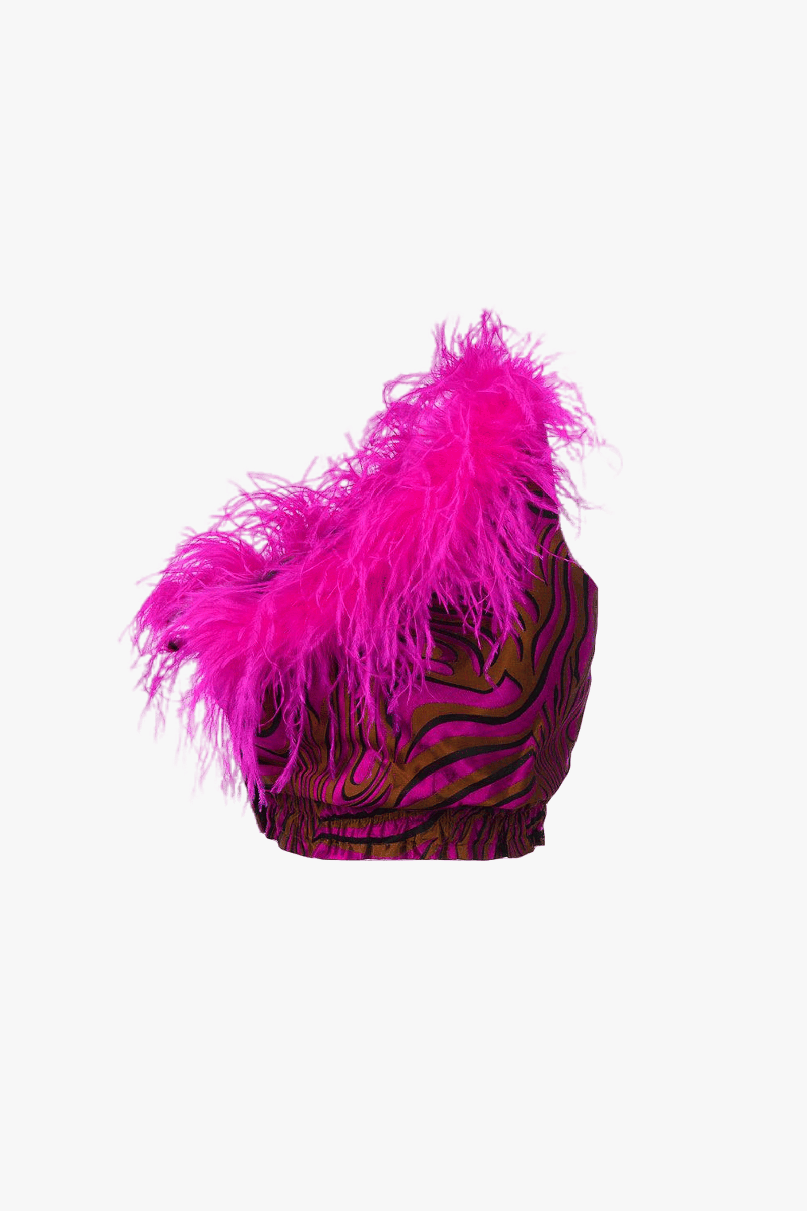 Raspberry Marilyn Top With Feathers Details made by ANDREEVA