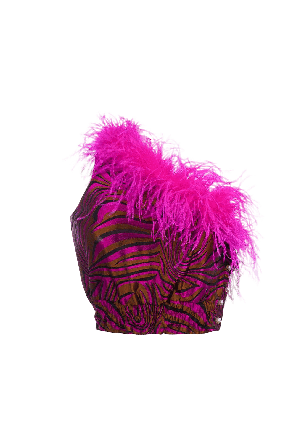 Raspberry Marilyn Top With Feathers Details made by ANDREEVA