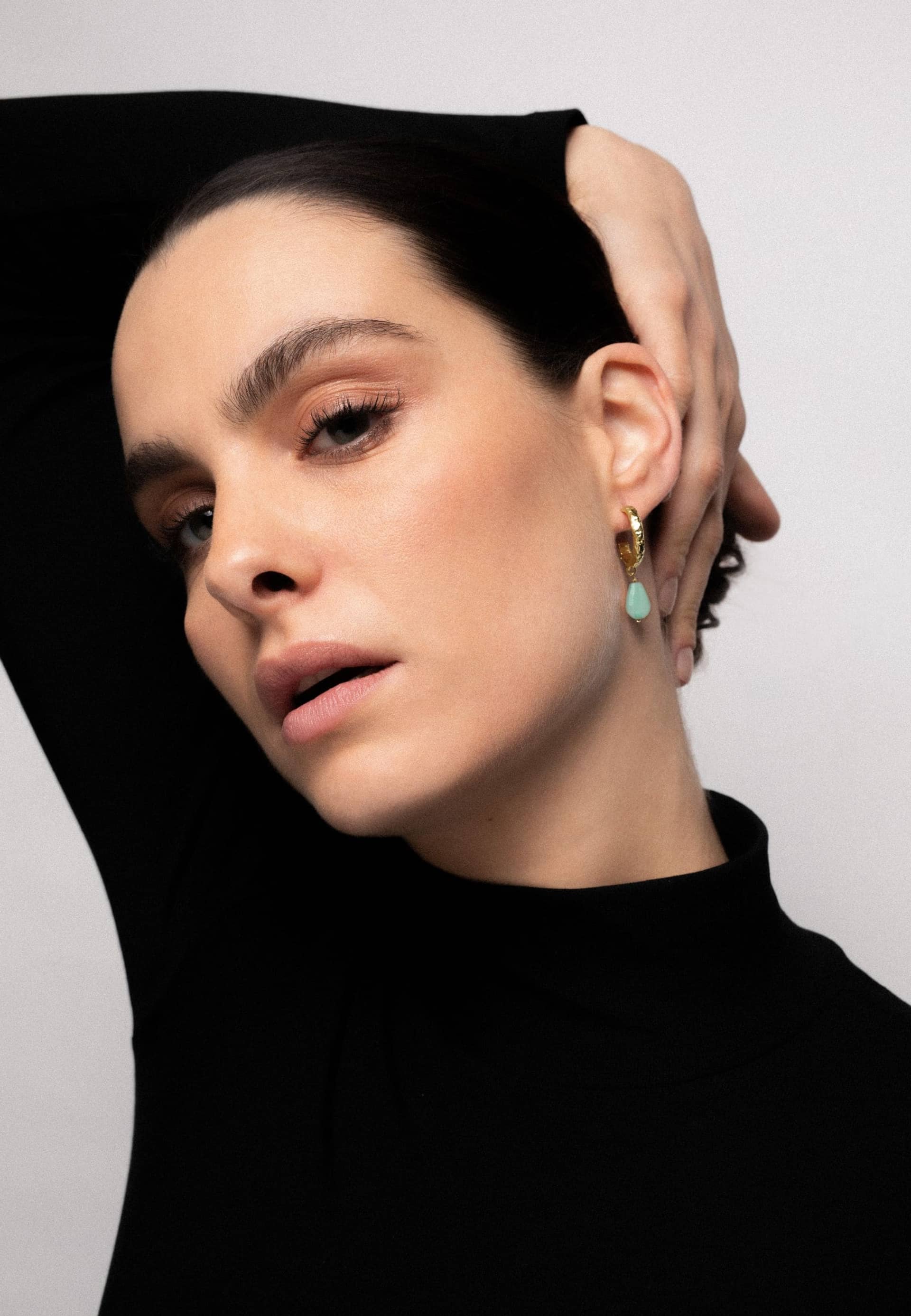 Sadie Aquamarine Hoops made by Lavani Jewels