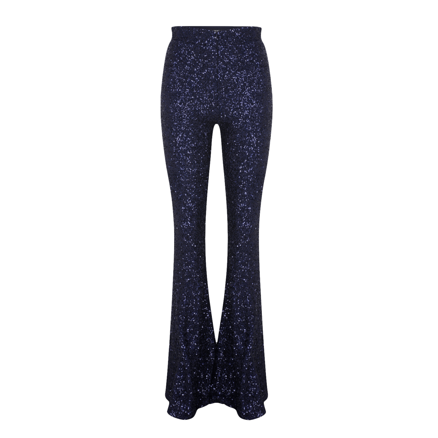 Maisy Sequin Flared Trousers in Midnight Blue in Blue made by Nazli Ceren