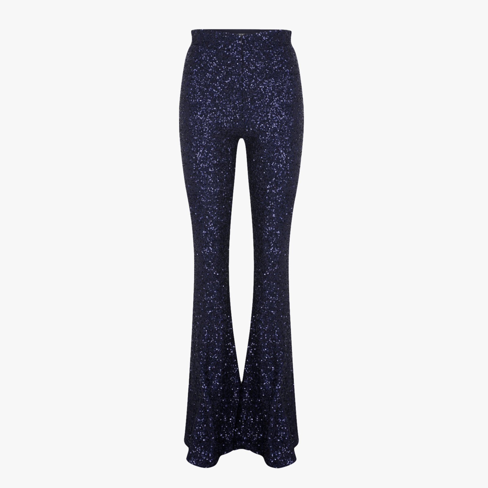 Maisy Sequin Flared Trousers in Midnight Blue in Blue made by Nazli Ceren