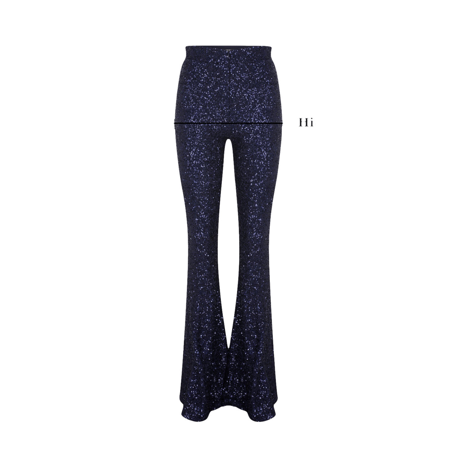 Maisy Sequin Flared Trousers in Midnight Blue in Blue made by Nazli Ceren