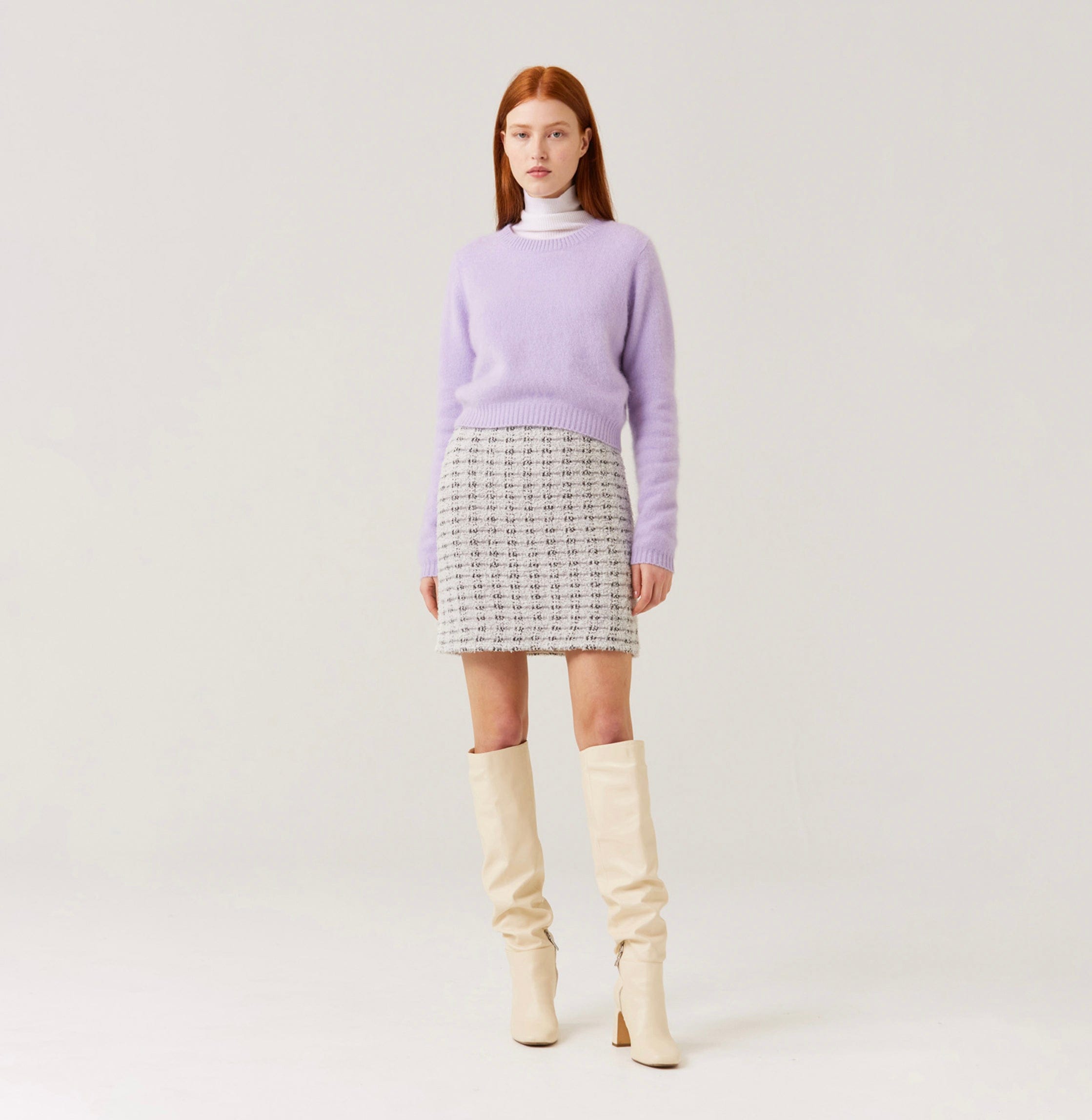 FLUFFY CASHMERE CREWNECK SWEATER in Purple made by CRUSH Collection