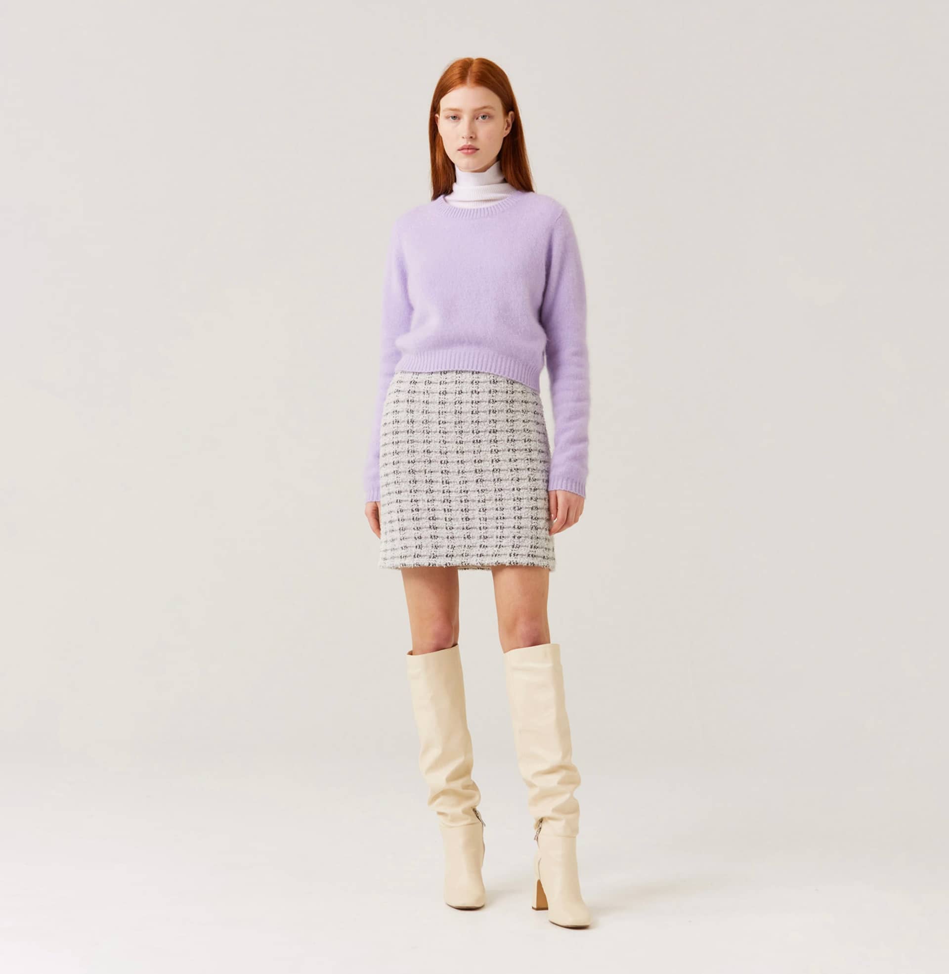 FLUFFY CASHMERE CREWNECK SWEATER in Purple made by CRUSH Collection