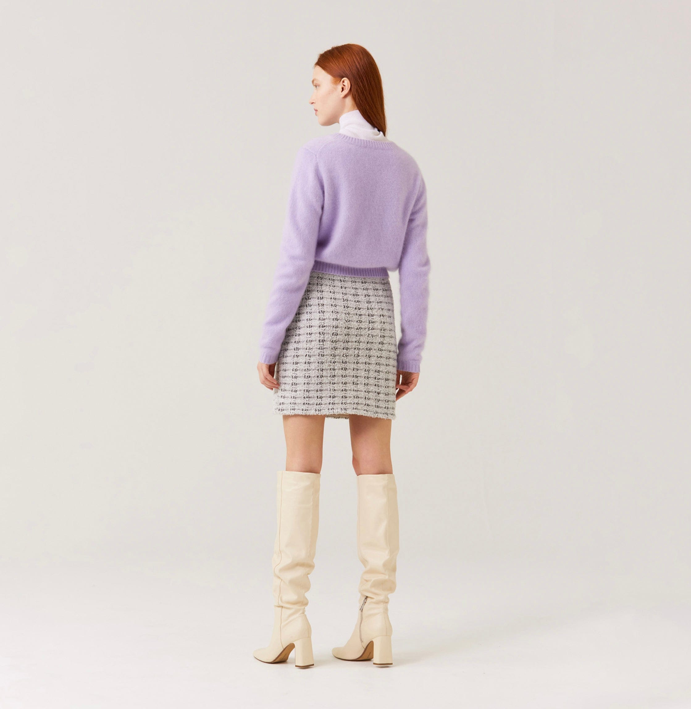 FLUFFY CASHMERE CREWNECK SWEATER in Purple made by CRUSH Collection