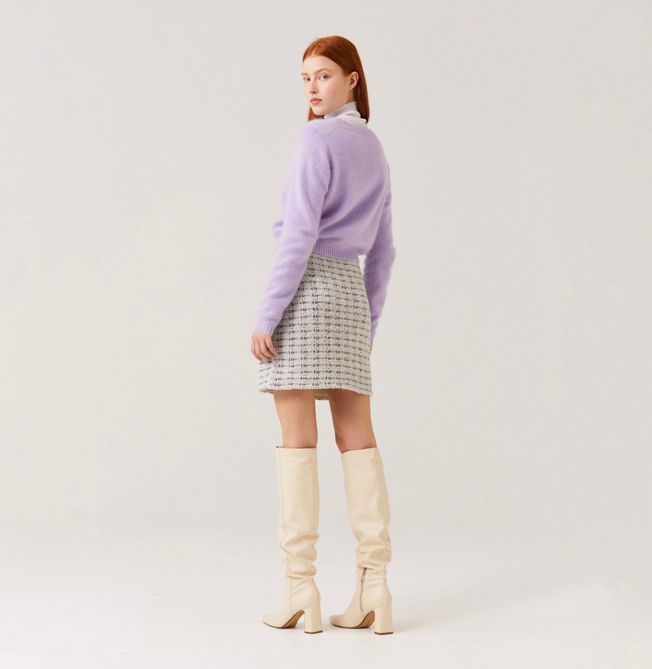 FLUFFY CASHMERE CREWNECK SWEATER in Purple made by CRUSH Collection