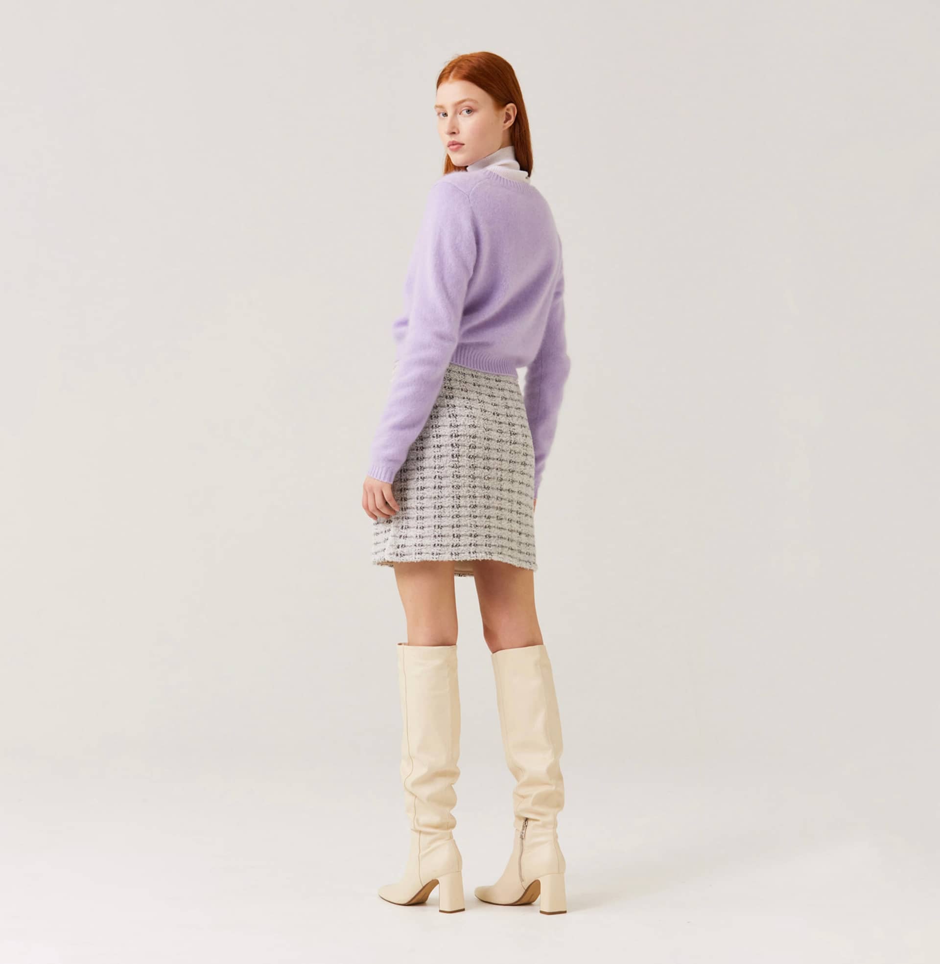 FLUFFY CASHMERE CREWNECK SWEATER in Purple made by CRUSH Collection