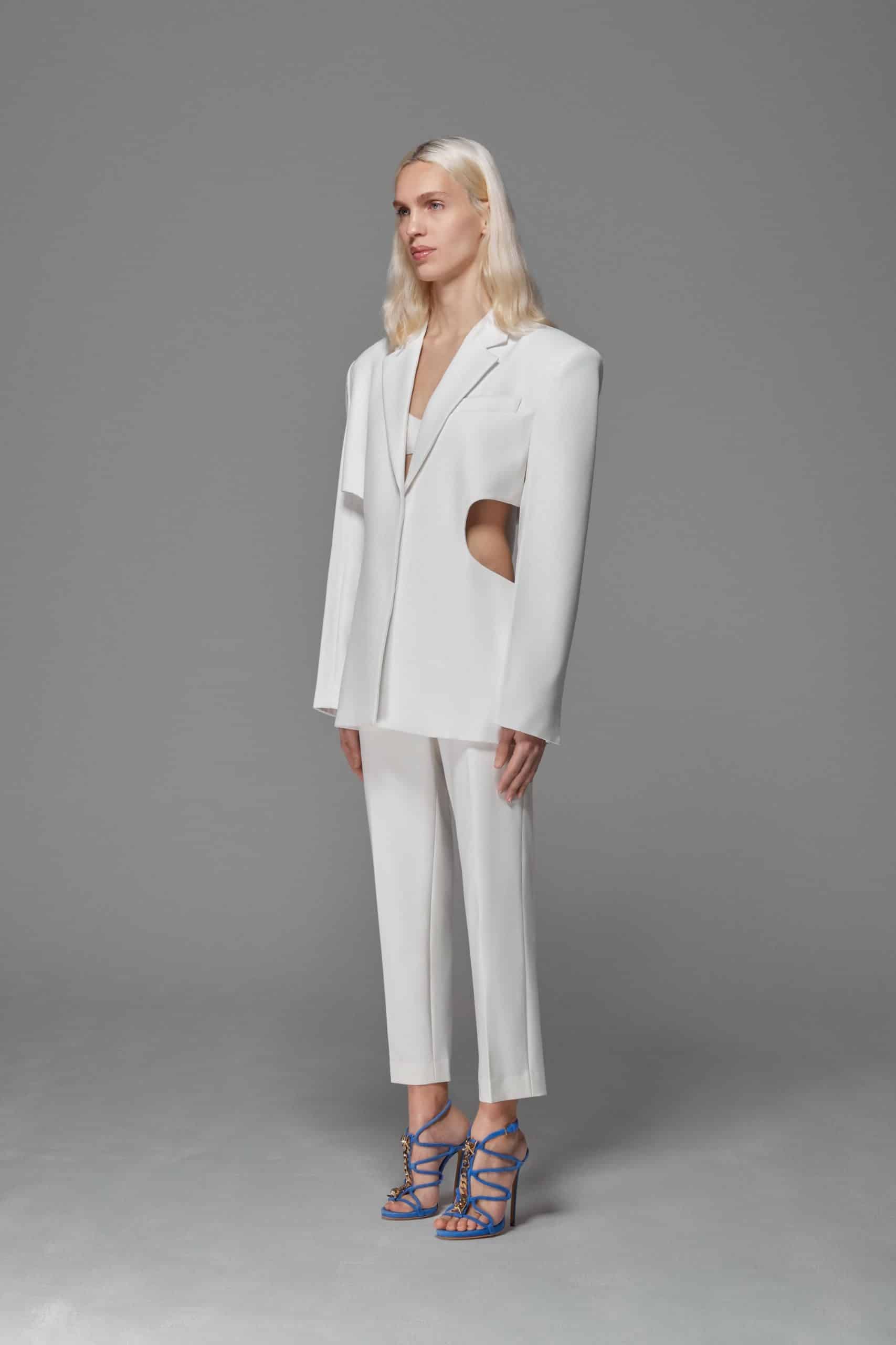 Cut-out blazer in White made by AFTERHOURS