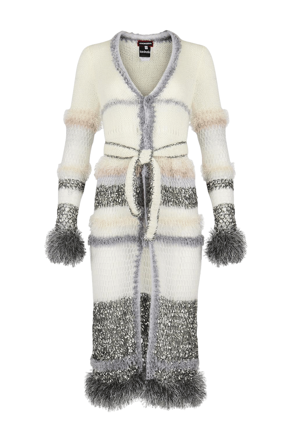 White Handmade Knit Cardigan in White made by ANDREEVA