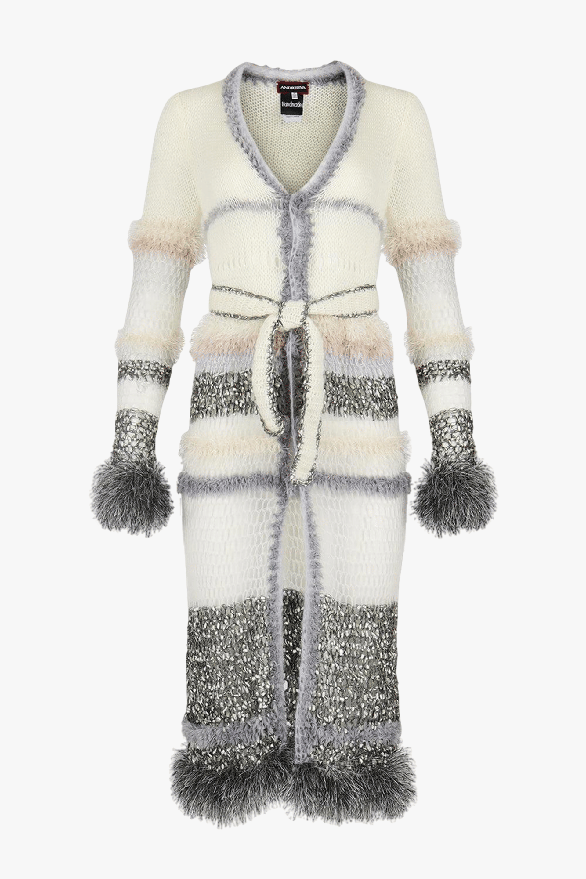 White Handmade Knit Cardigan in White made by ANDREEVA