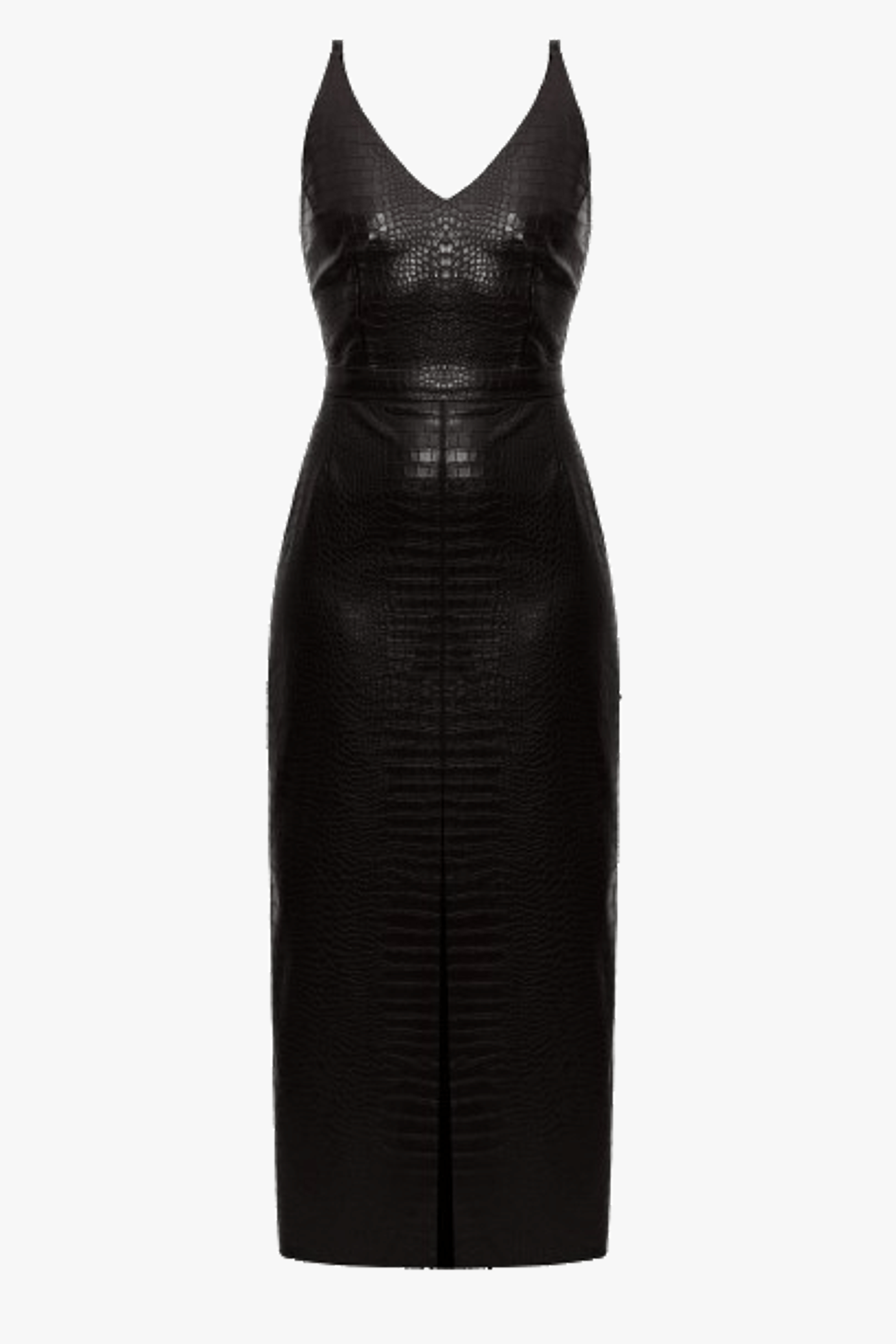 CALISTA black vegan leather midi dress made by UNDRESS