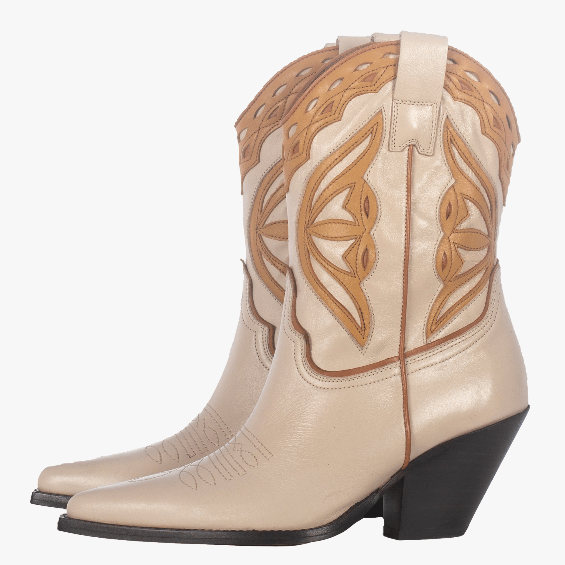 OFF-WHITE LEATHER COWBOY BOOTS in Beige made by Toral