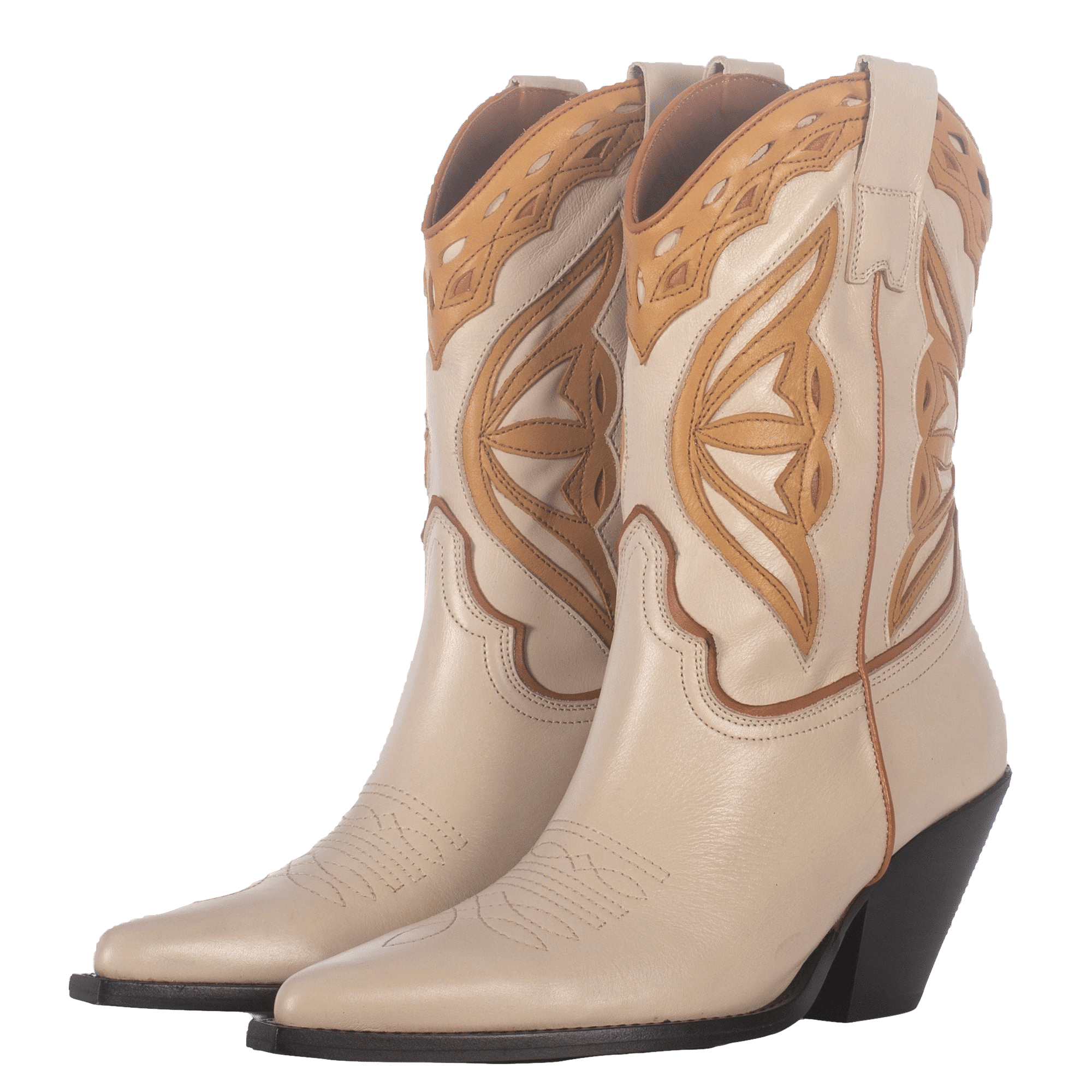 OFF-WHITE LEATHER COWBOY BOOTS in Beige made by Toral