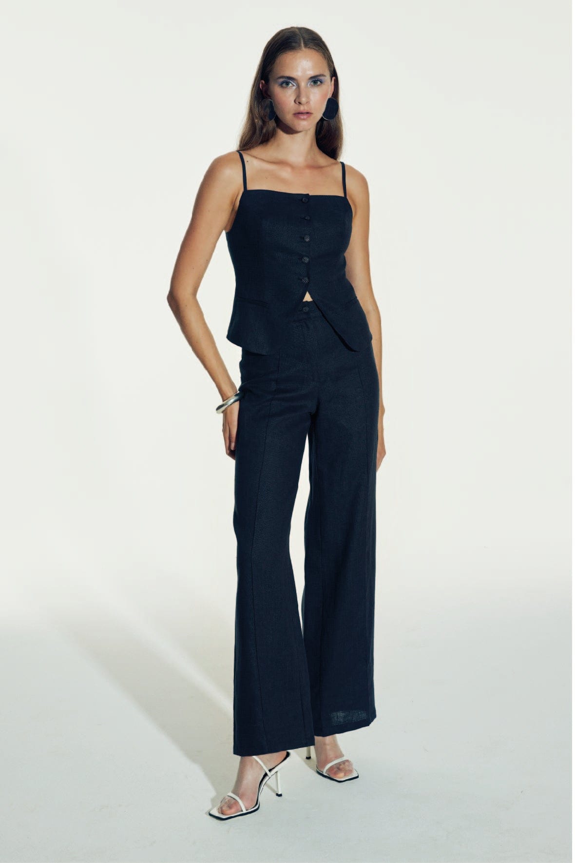 Millie Linen Trousers in Dark Navy made by Nazli Ceren