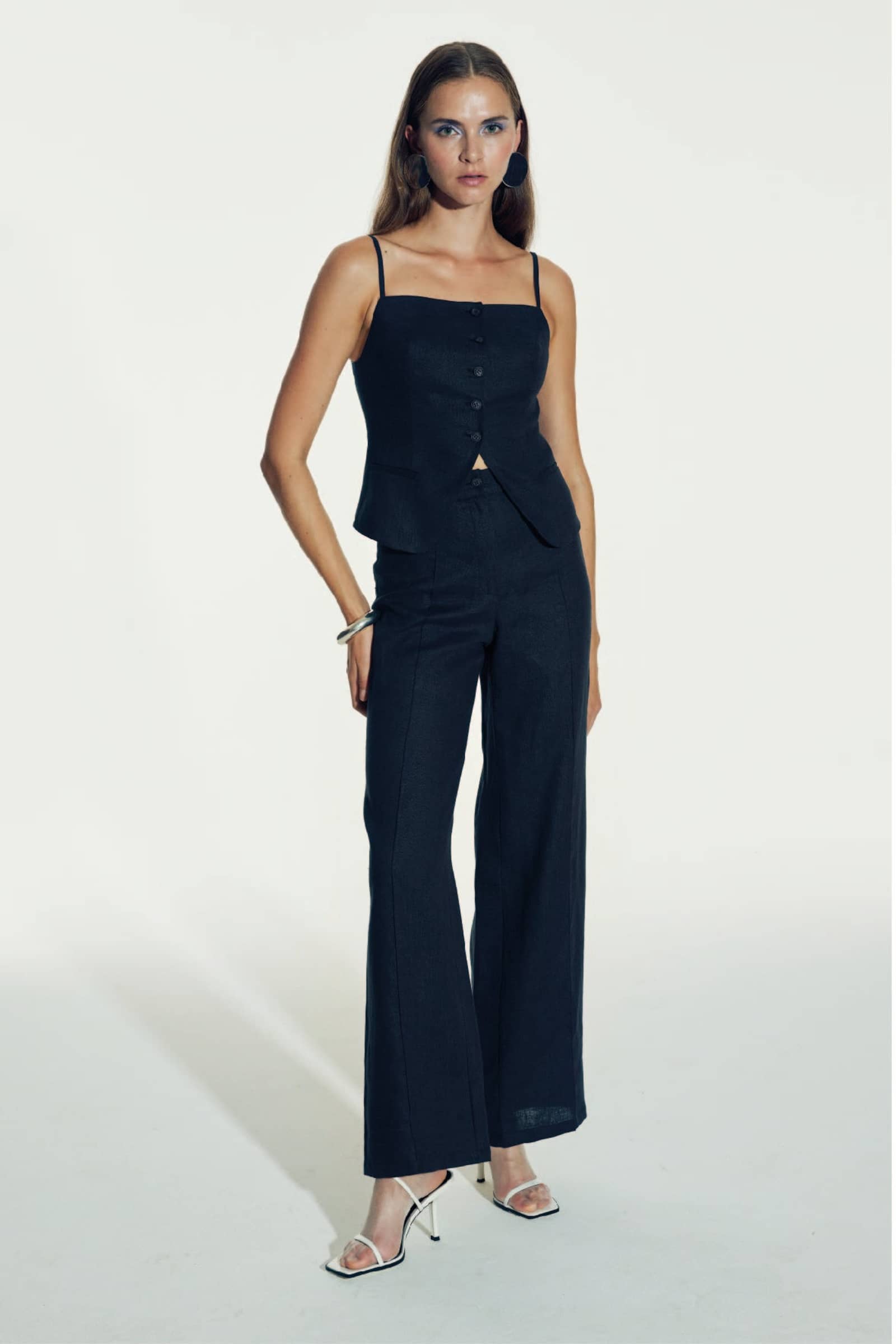 Millie Linen Trousers in Dark Navy made by Nazli Ceren
