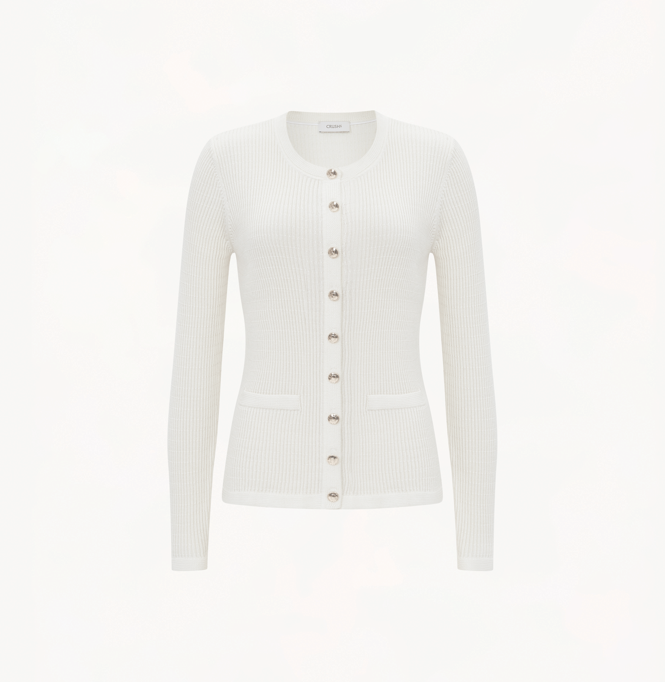 SILK CASHMERE CABLE-KNIT CARDIGAN in White made by CRUSH Collection