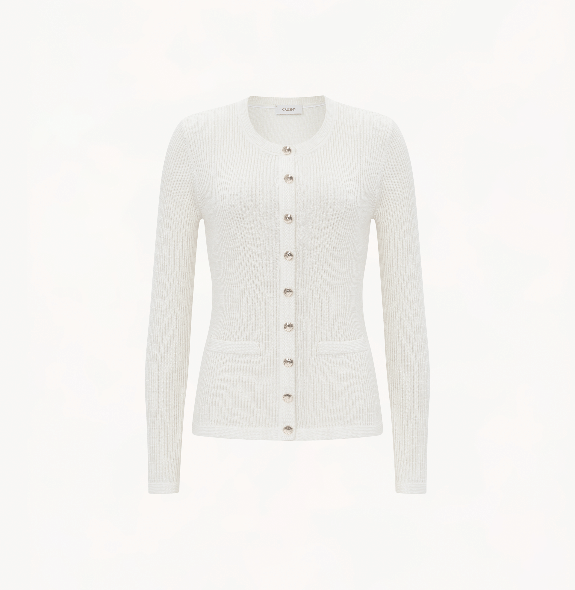 SILK CASHMERE CABLE-KNIT CARDIGAN in White made by CRUSH Collection