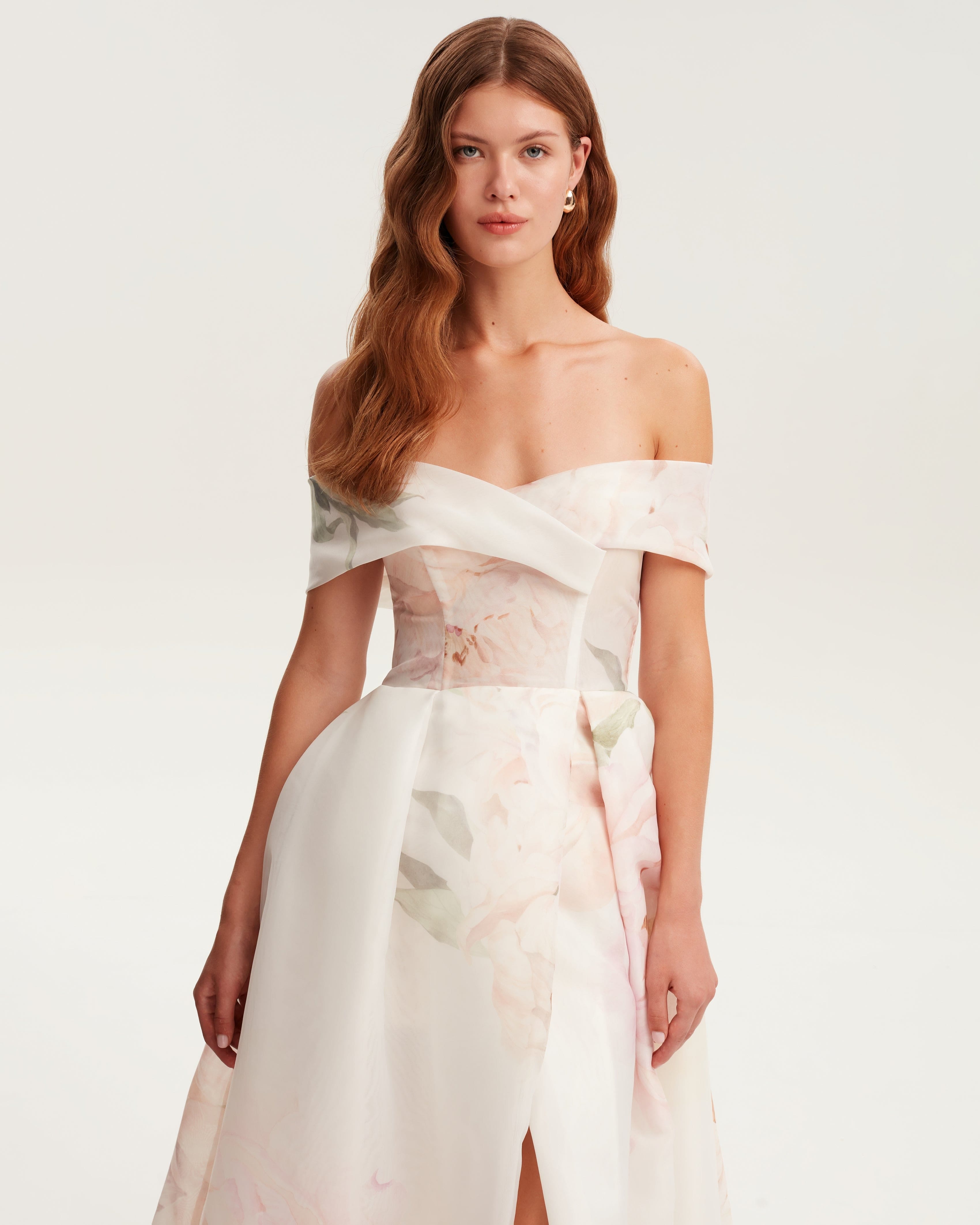 Gorgeous pink peony off-the-shoulder maxi dress, Garden of Eden made by Milla