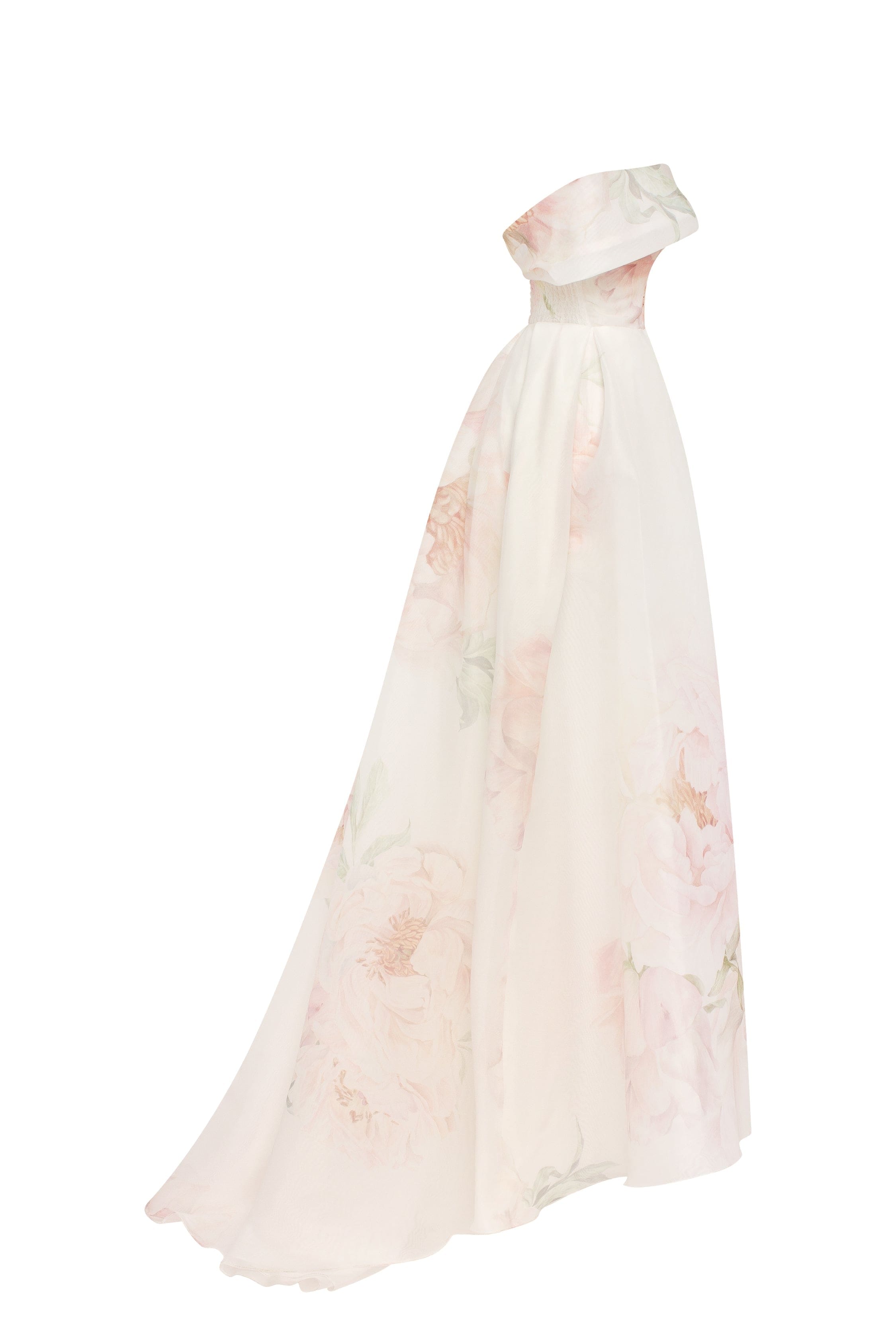 Gorgeous pink peony off-the-shoulder maxi dress, Garden of Eden made by Milla